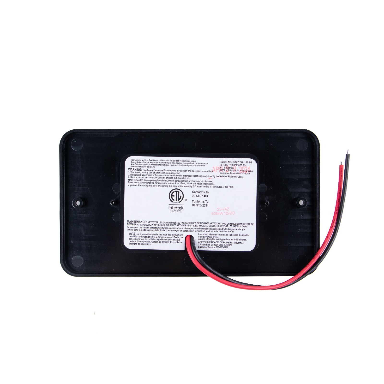 Safe T Alert 25-742-BL Dual LP/CO Alarm – Flush Mount Black RV Detector