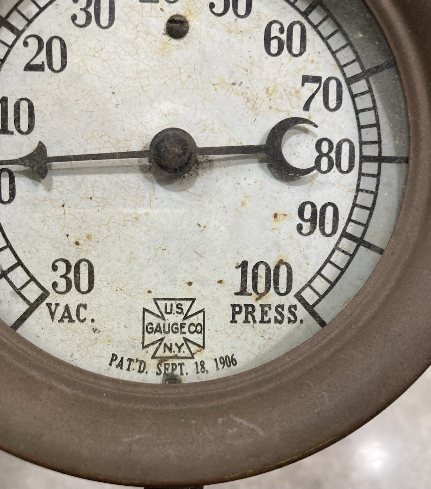 Original EARLY Vintage US GAUGE 4 1/2” WITTEMANN Steampunk Pressure BRASS Old