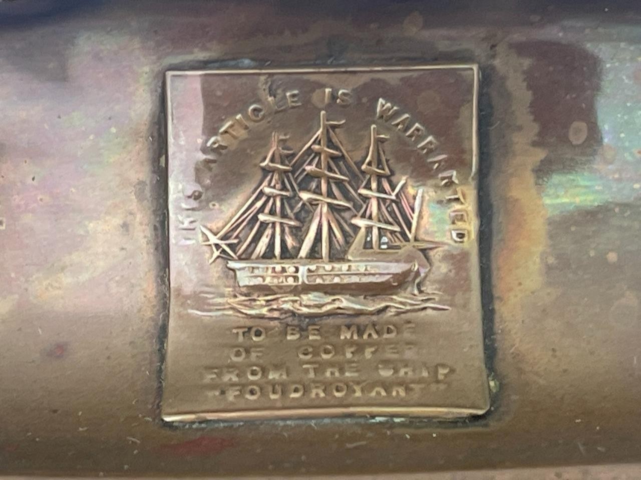 POSY BOWL MADE FROM COPPER SALVAGED FROM NELSON'S H.M.S."FOUDROYANT" (1798)