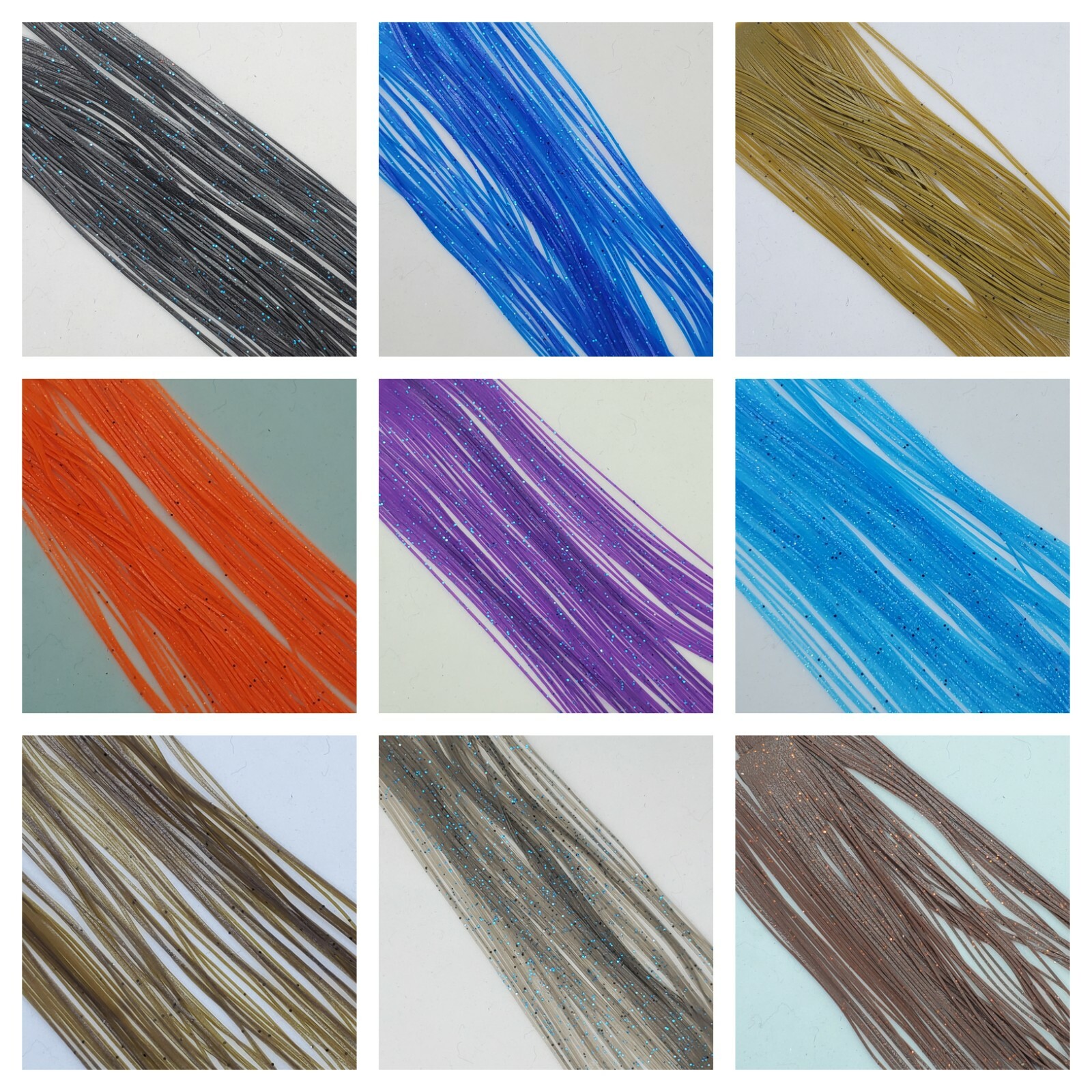 Nimrod's Tackle SILICONE W FLAKE SKIRTING TABS / LEGS You Pick 10, 24 or 100