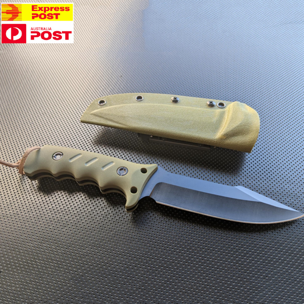 Outdoor Duty Fixed Blade Knife with G10 Handle and Kydex Sheath Camping Military