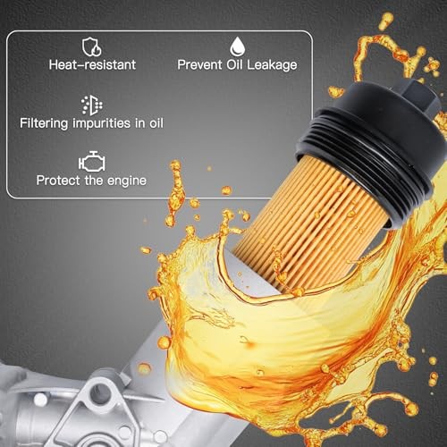 Engine Oil Cooler Filter Housing Assembly Adapter with Gasket, Filter Insert,