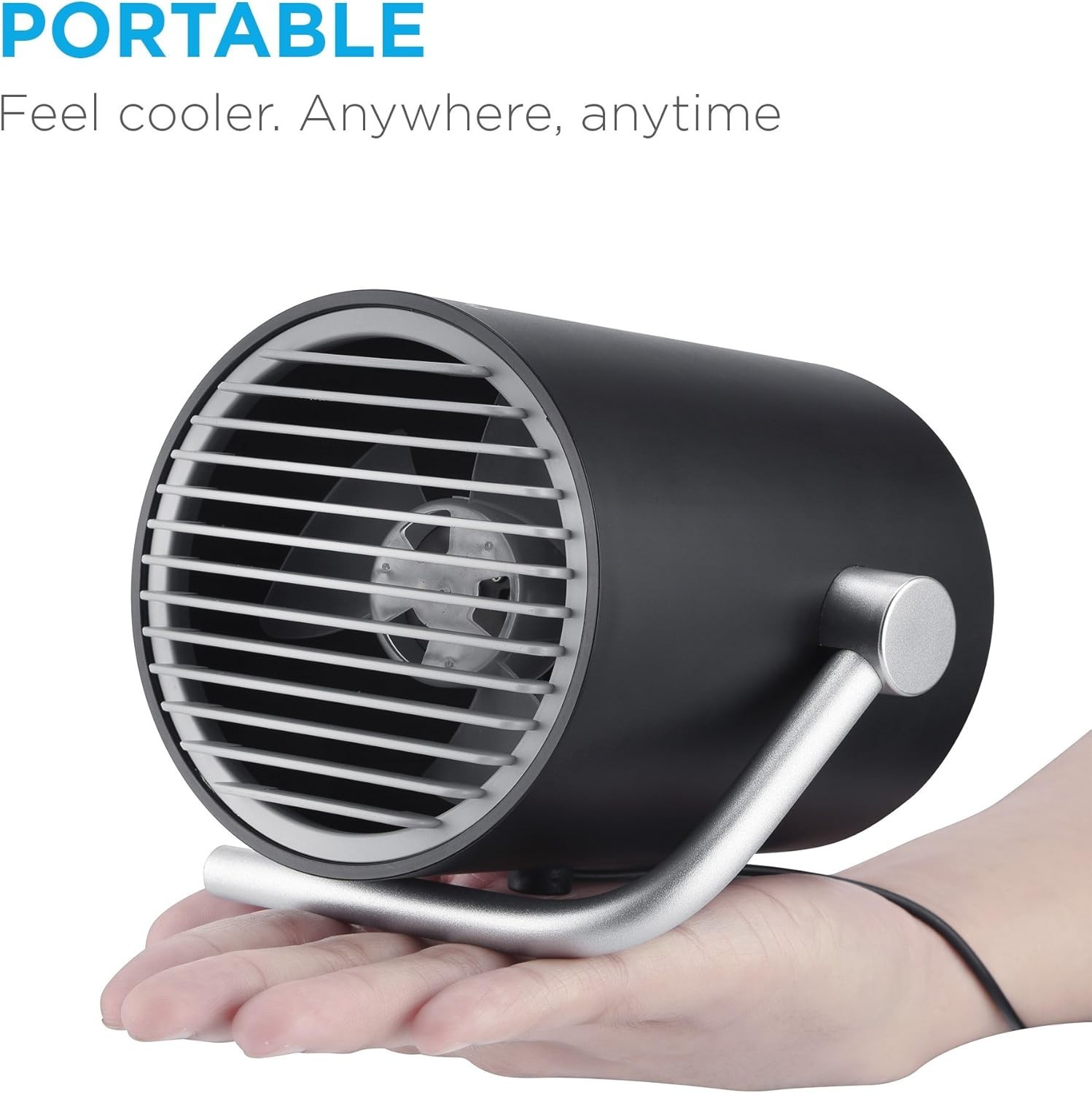 Small Personal USB Fan - Portable Mini Table Desk Fan with Twin Turbo Blades
