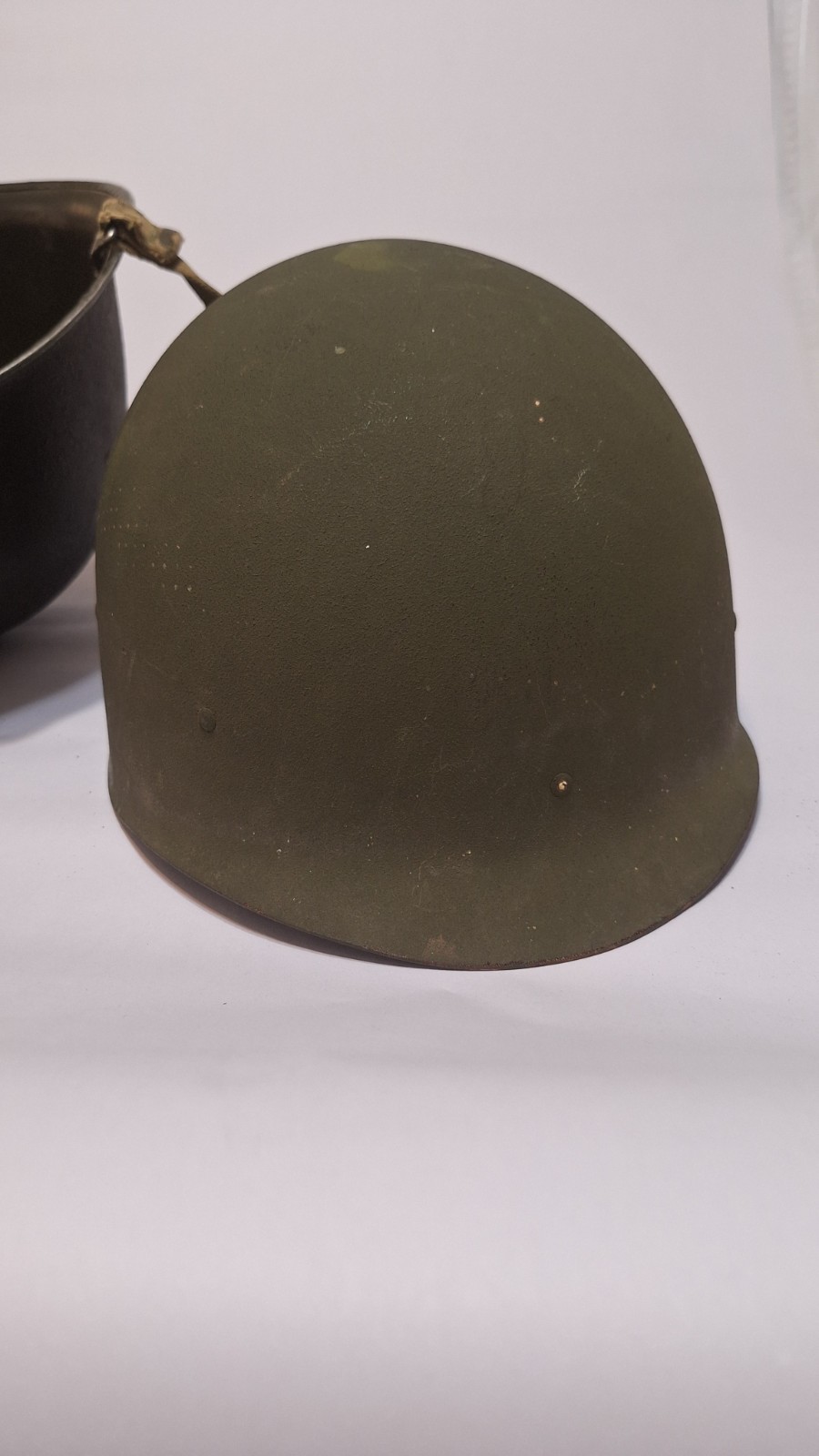WW II US Military M1 Front Seam Swival Bale Helmet With Liner