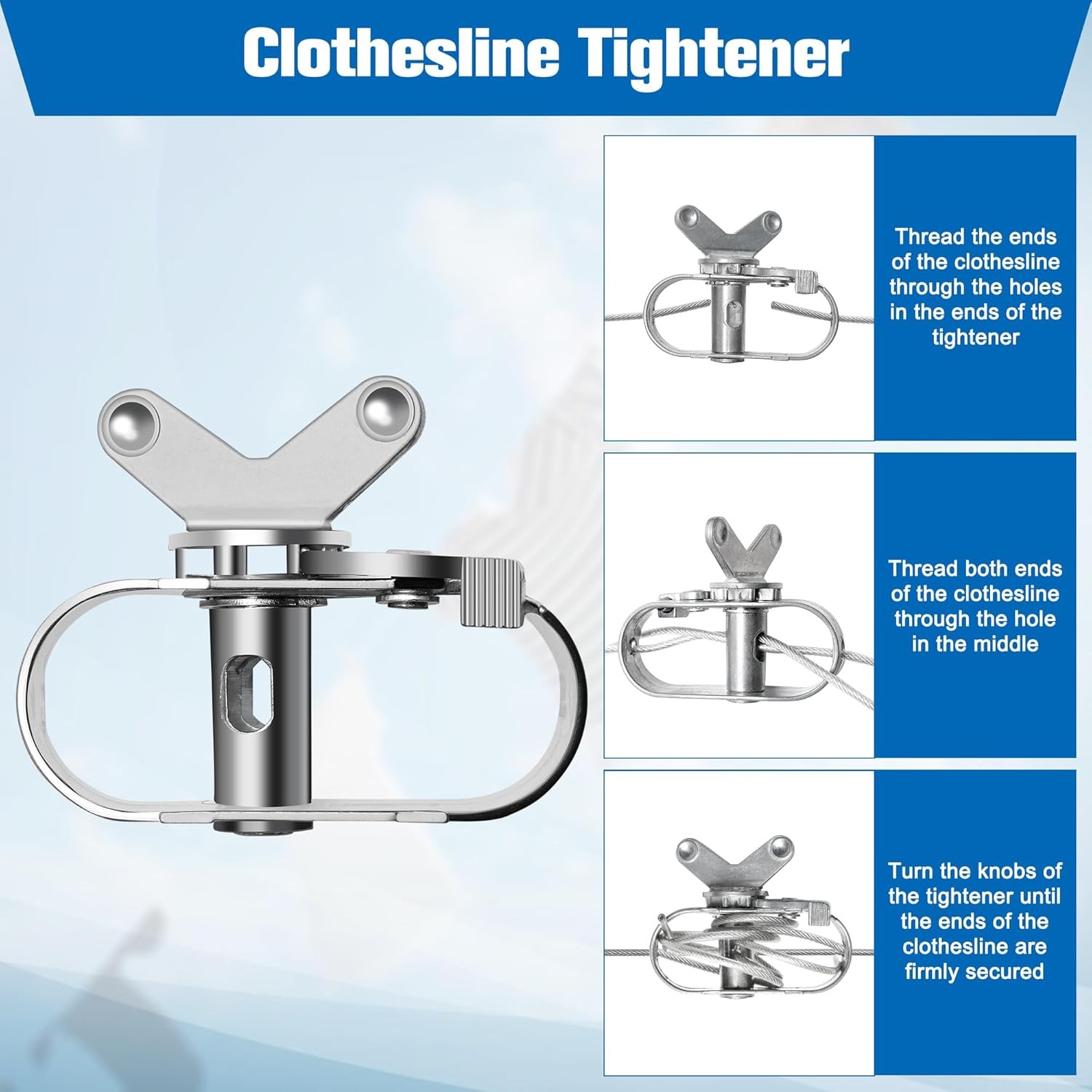 Clothesline Pulley Kit Outdoors 150.9FT PVC Wire Rope 5" Pulleys Tightener Hooks
