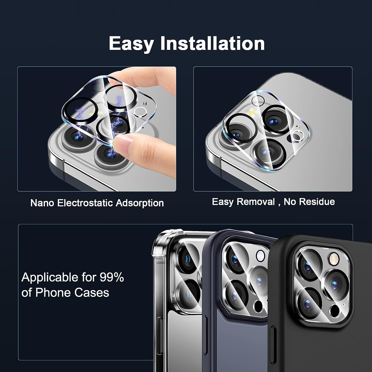 For iPhone 15 14 13 12 11 Pro Max Tempered Glass Screen Camera Lens Protector