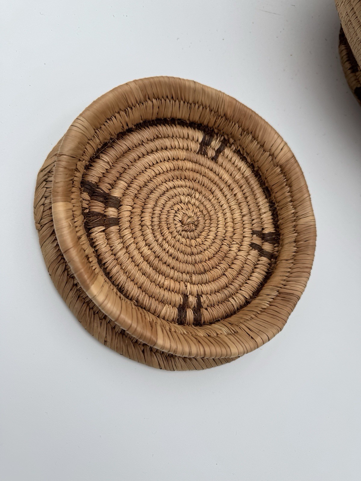 Antique African Indian Woven Basket With Fitted Lid