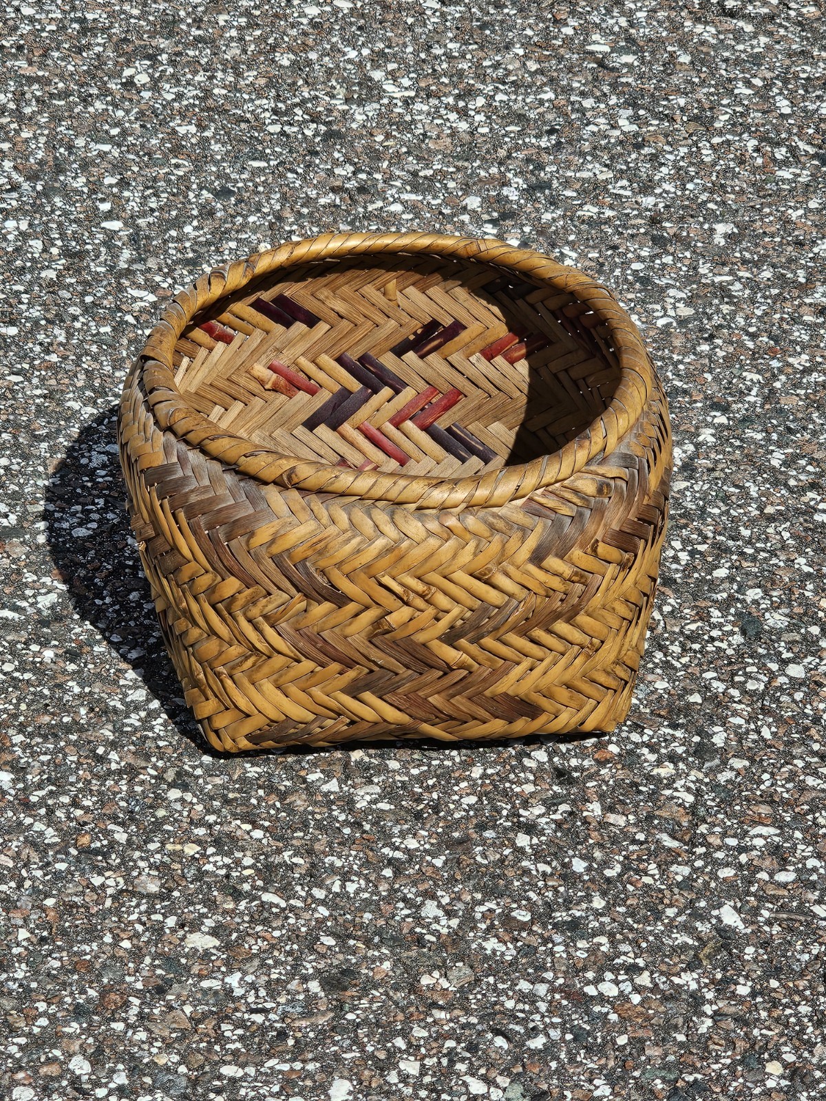 Chaoctaw basket hand woven twill river cane 8x5.5 Native American