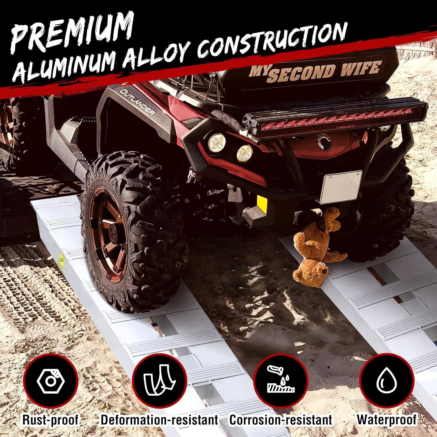 2 Pack 94"x15" Aluminum Trailer Ramps 6000 LBS Loading Ramps with Top Hook Ends