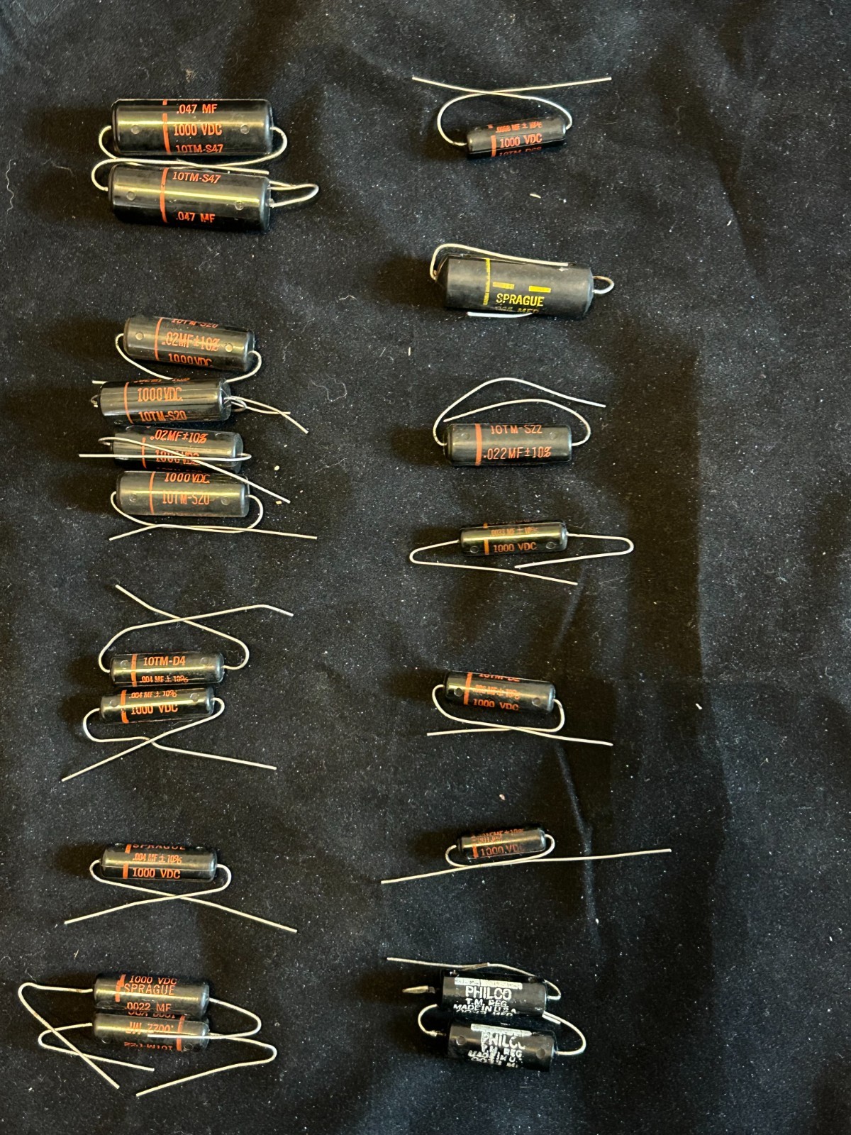 NOS Sprague Black Beauty 10TM & Philco Molded Capacitor Lot - 19 Pcs - Tone!