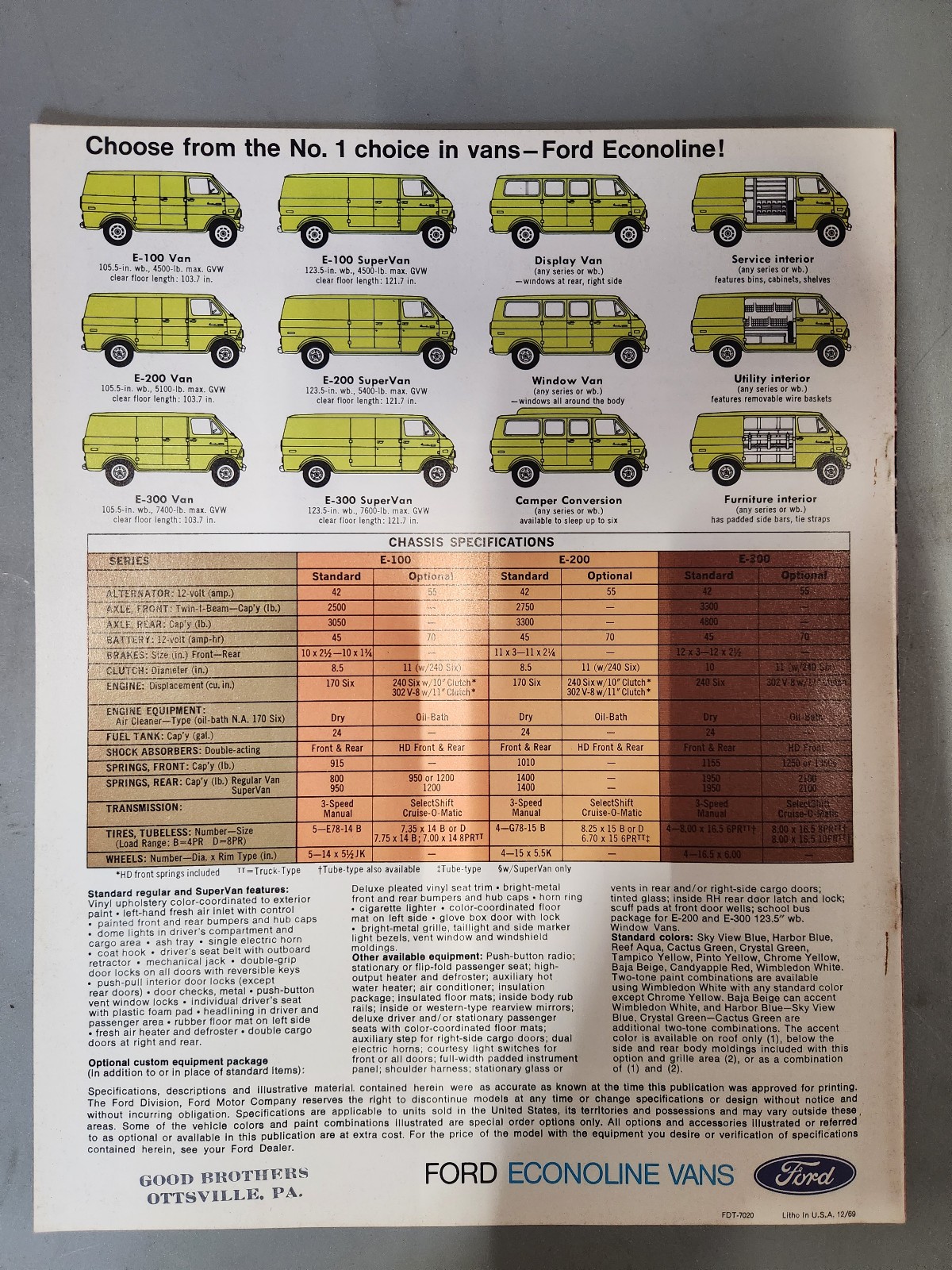 1970 Ford Econoline Vans Sales Brochure - E-100/200/300