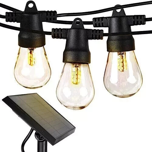 Brightech Ambience Pro Solar Powered Outdoor String Lights, 48/27 Ft Edison Bulb