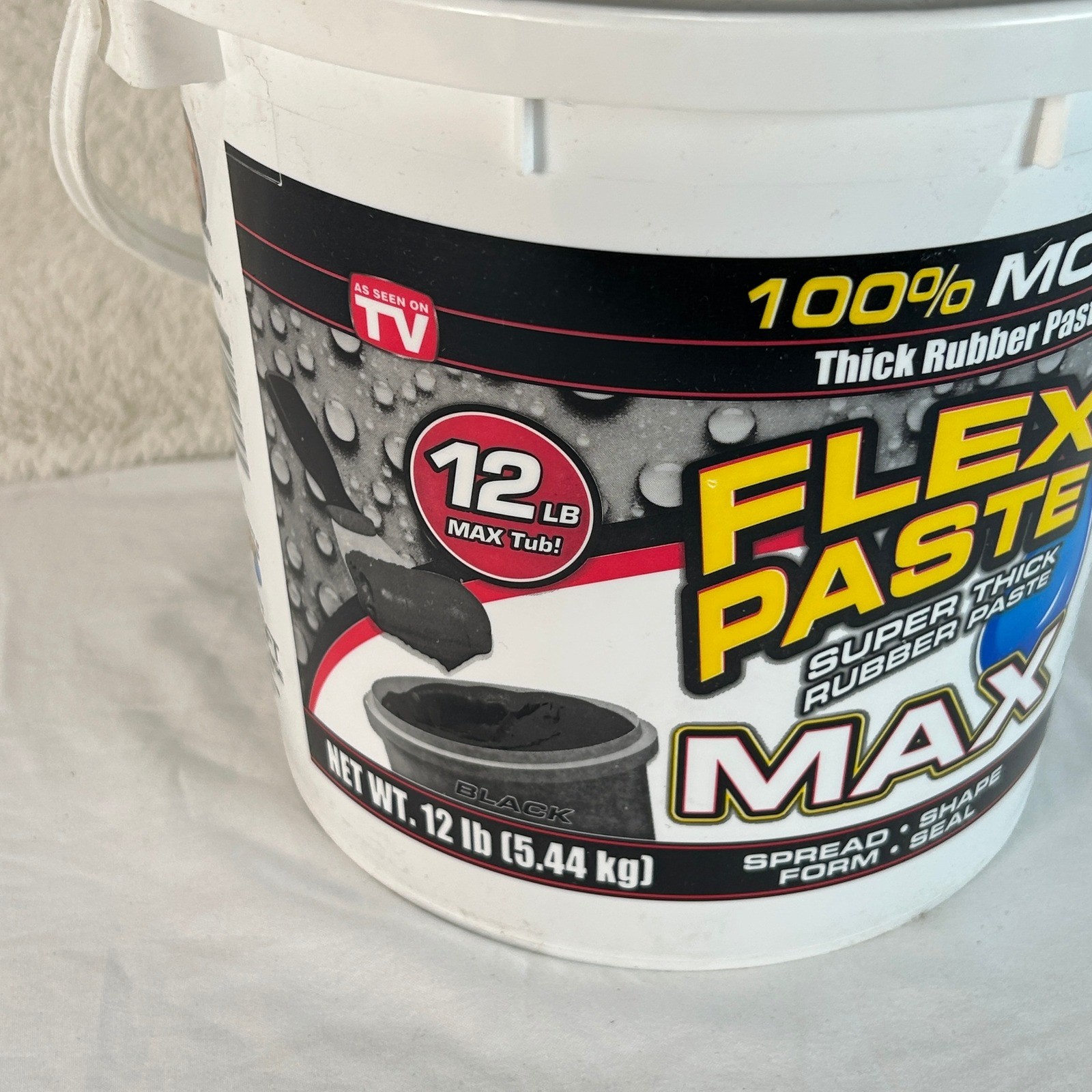 Flex Paste MAX Super Thick Rubber Paste Black 12 lb Tub Spread Shape Form Seal