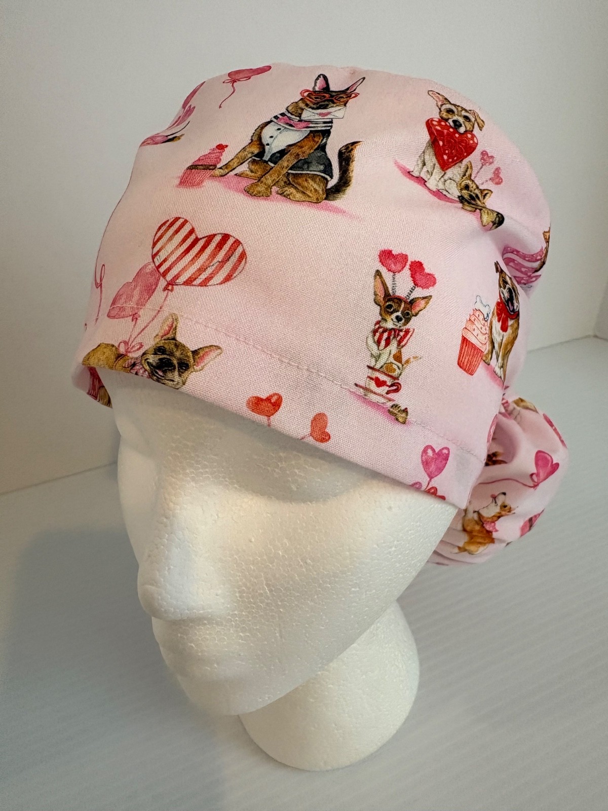 Valentine’s Day Medical Ponytail Pouch Surgery Scrub Cap Chef Hat