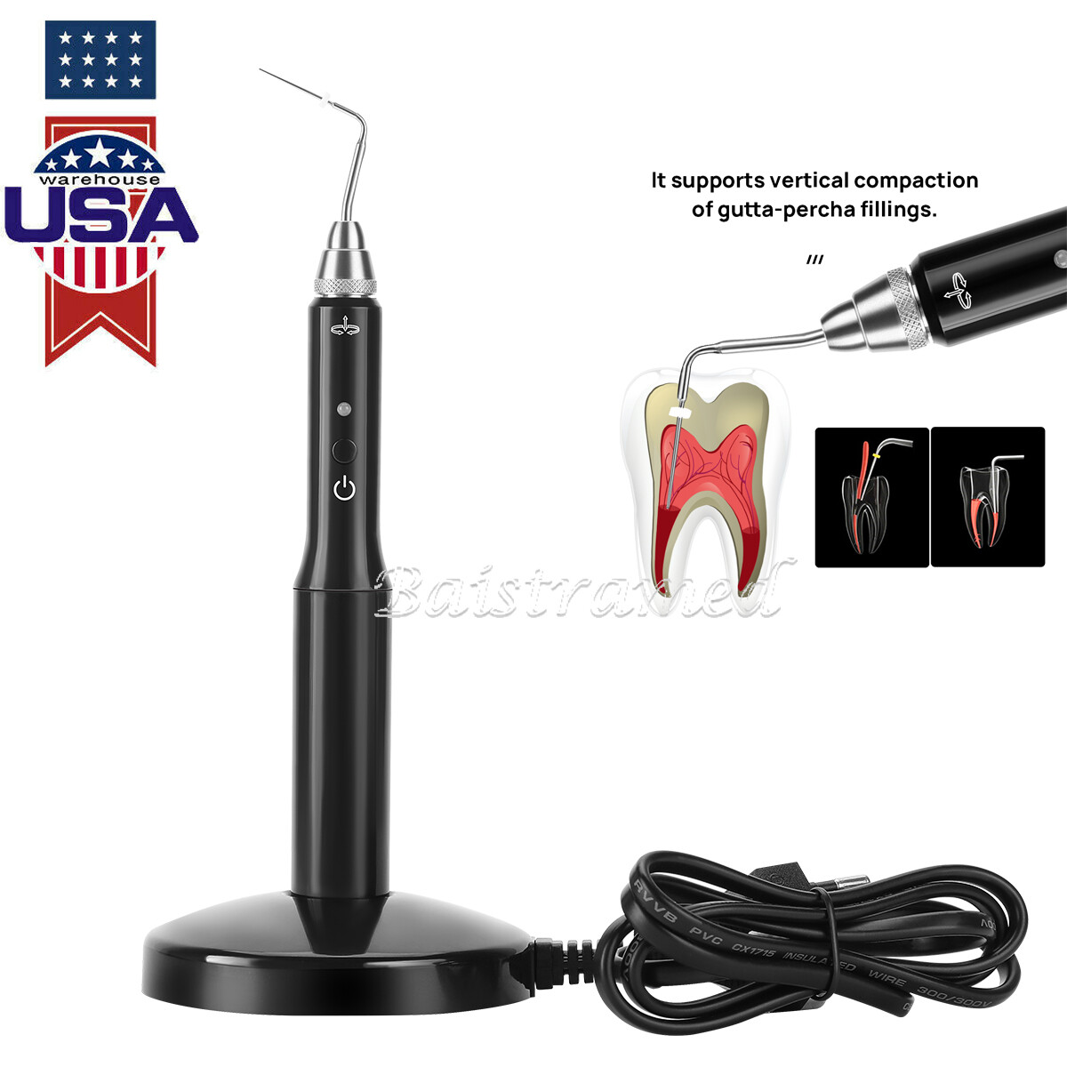 Dental Wireless Eododontic Gutta Percha Obturation System Endo Heated Pen+2 Tips