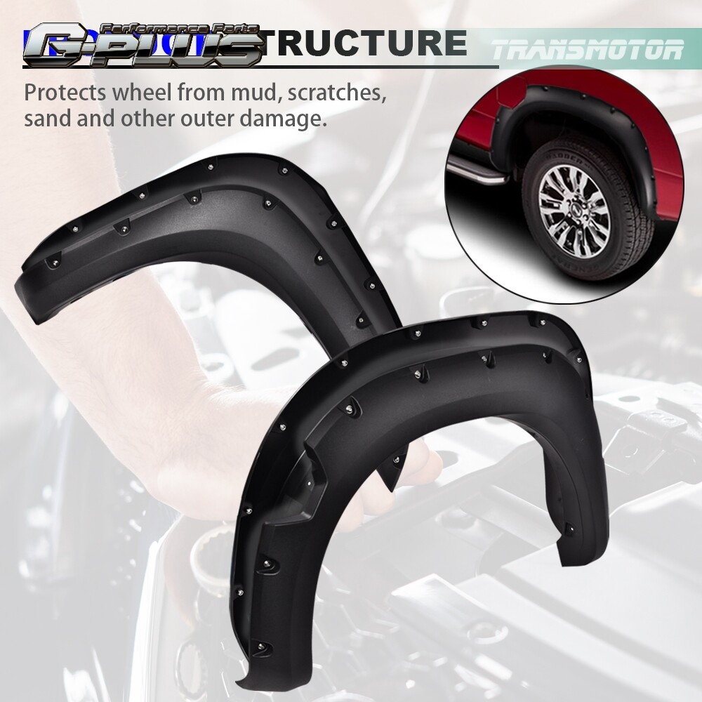 Fender Flares Front&Rear Fit For 2004-2015 Nissan Titan Pocket Style Black 4Pcs