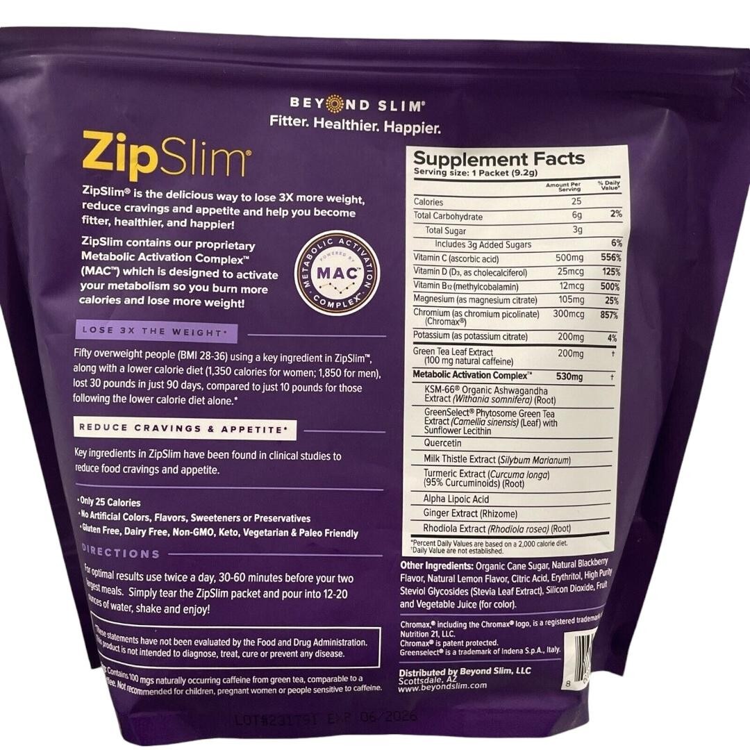 Beyond Slim Zip Slim (Lose 3X) Charged Blackberry Lemonade New & Free Shipping