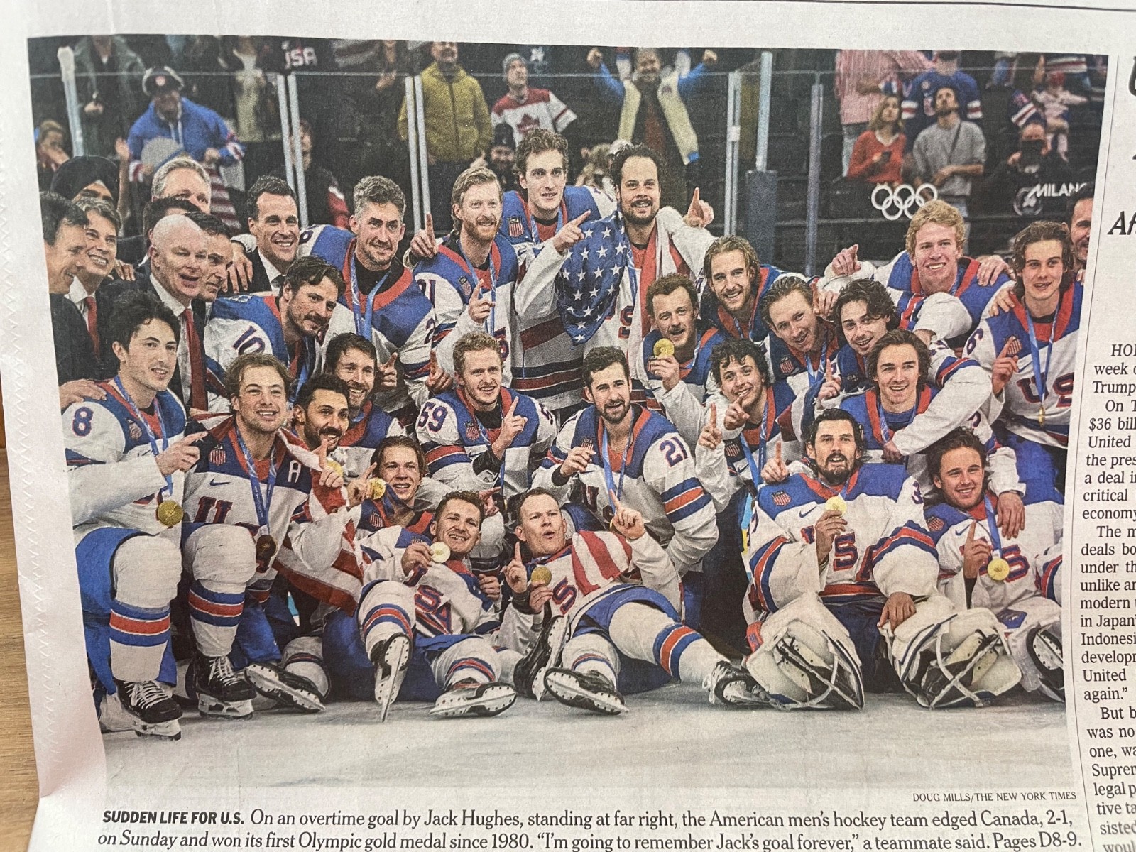 23FEB2026 TEAM USA 🇺🇸 WINS OLYMPIC GOLD GALLANTLY SCREAMING FULL PAPER NYTIMES