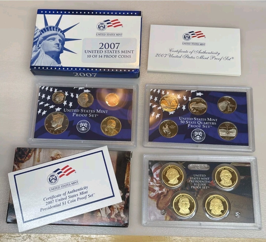 US Mint 10 Annual Proof Sets 1999-2008 OGP Box & COA 109 Coins Estate Sale Lot