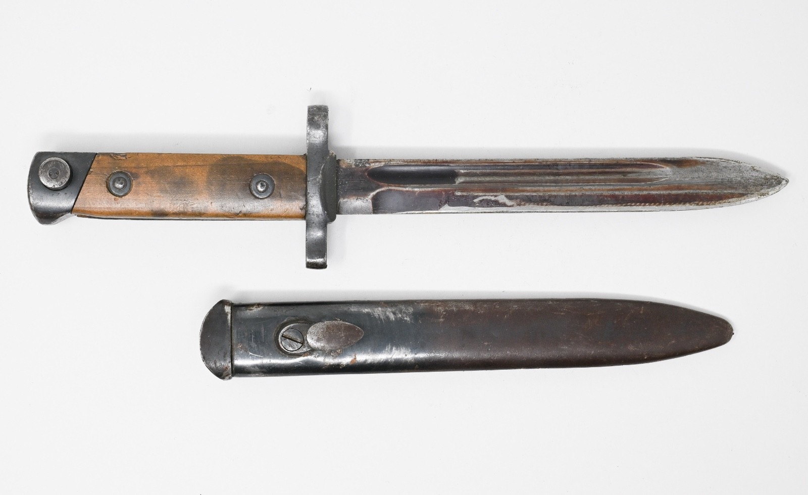 WWII Italian M38 Carcano Fixed Bayonet Original with Scabbard Numbered 1940s