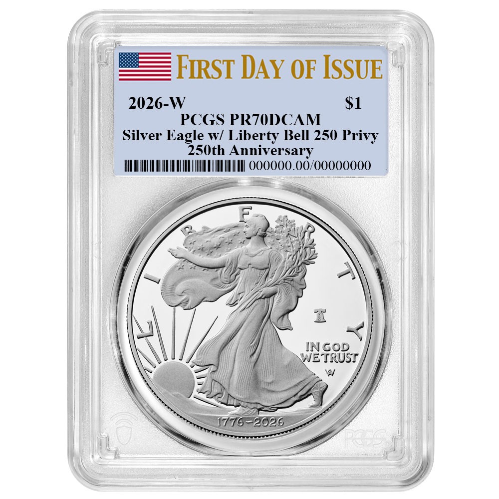 Presale - 2026-W Proof $1 American Silver Eagle PCGS PR70DCAM FDOI Flag Label