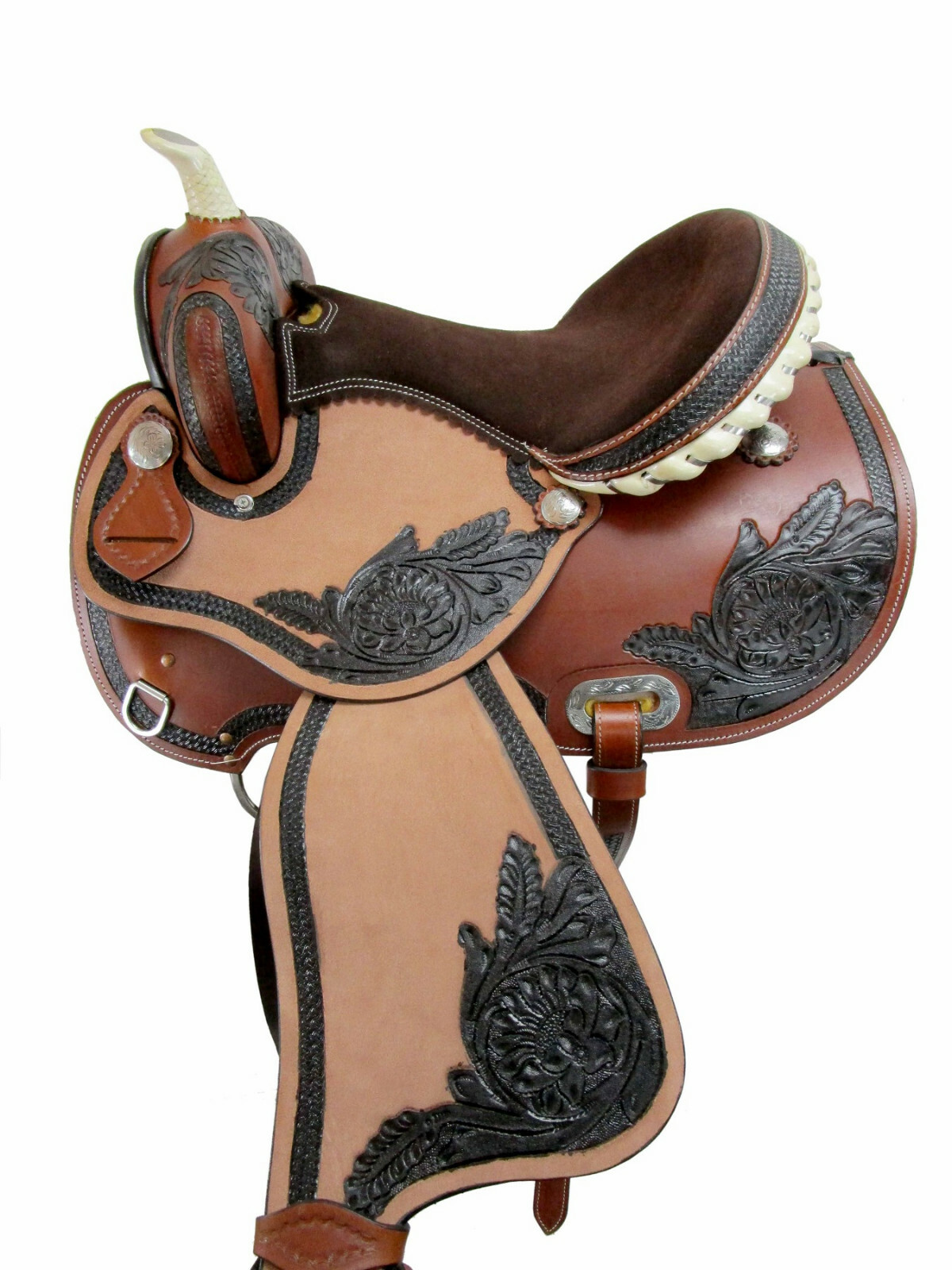 GAITED HORSE WESTERN SADDLE 16 15 PLEASURE TRAIL FLORAL TOOLED LEATHER TACK SET