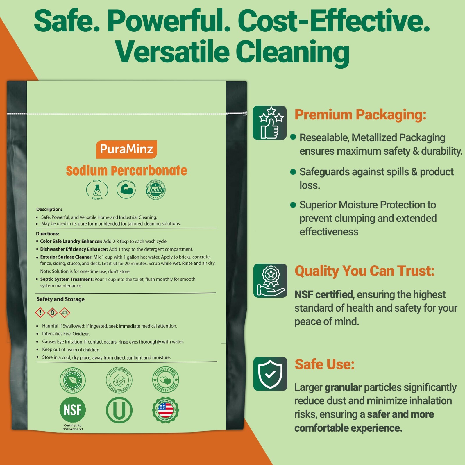 Sodium Percarbonate -5 LB Oxygen Bleach/Solid Hydrogen Peroxide- MutliPurpose