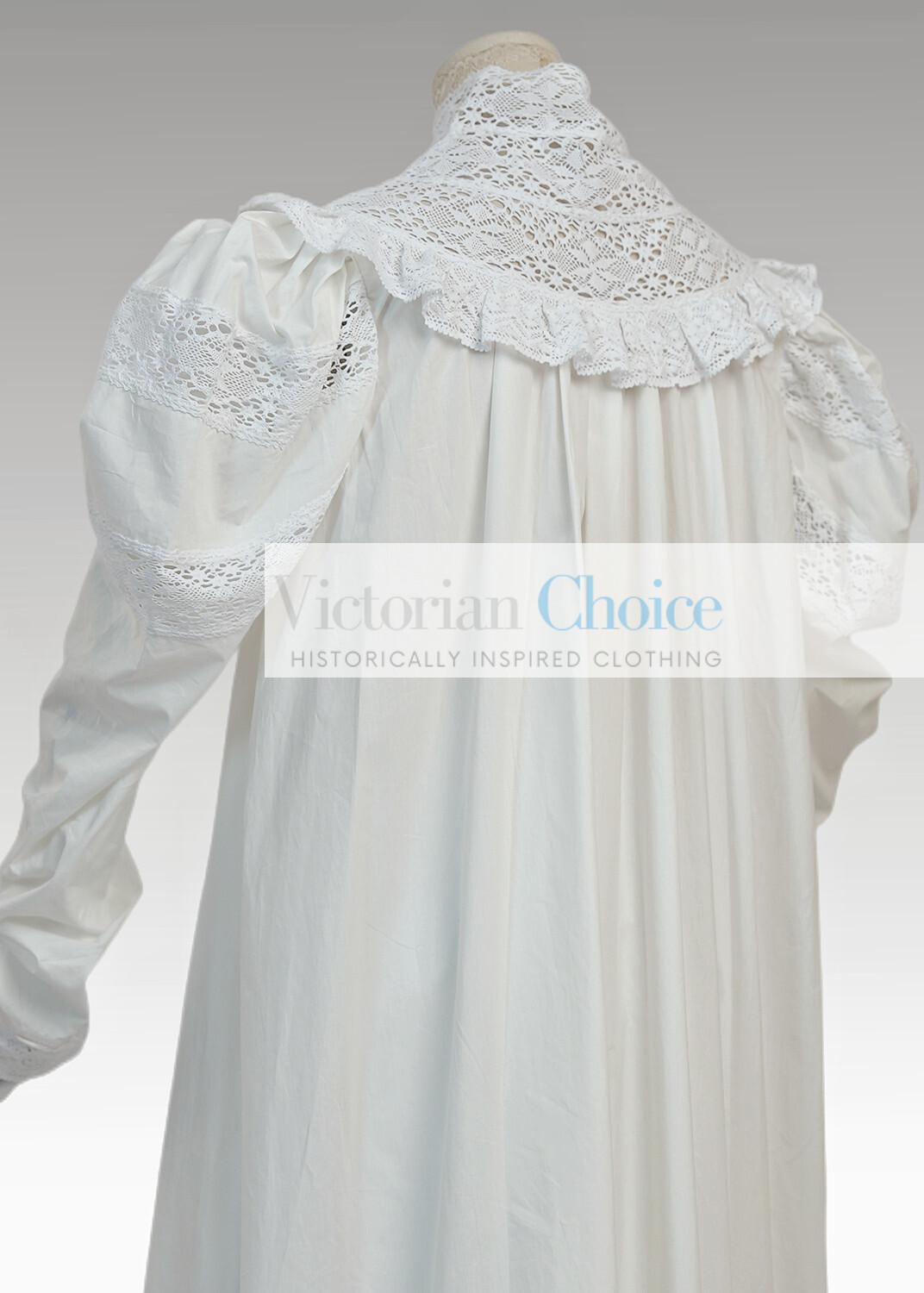White Victorian Edwardian Vintage Cotton Lace Nightgown Nightdress Ankle Length