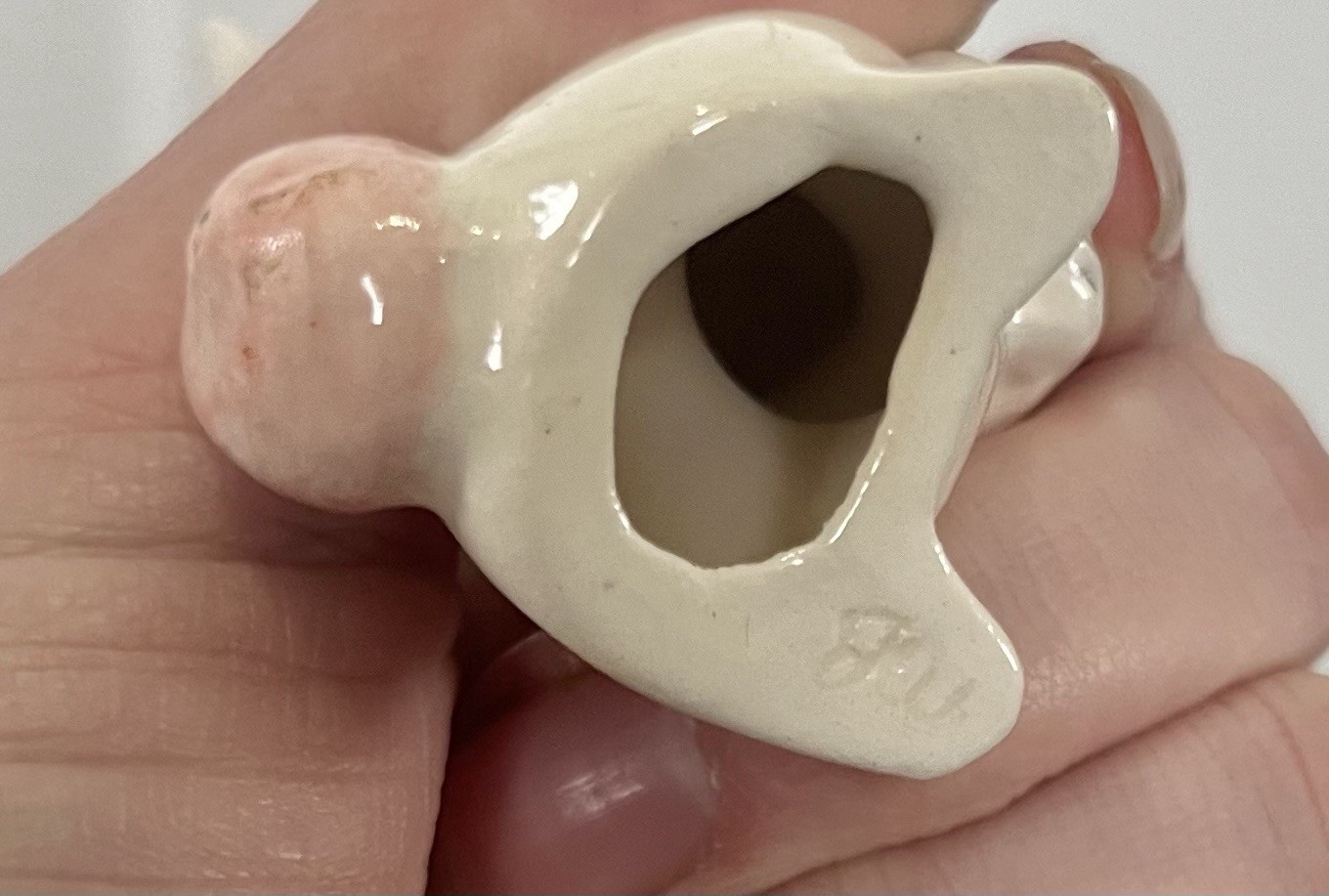 Vntg Mini Bunny Rabbit Dainty Girly Easter Spring Trinket Blue Eyes Figurine