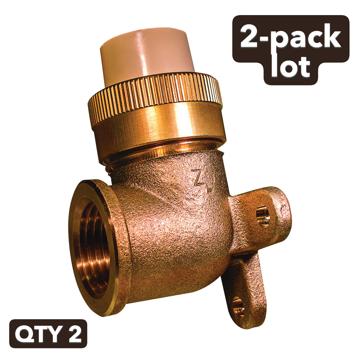 2-pack GENOVA 53071Z Drop Ear Elbow 1/2" Slip x 1/2" Female FIP brass fitting