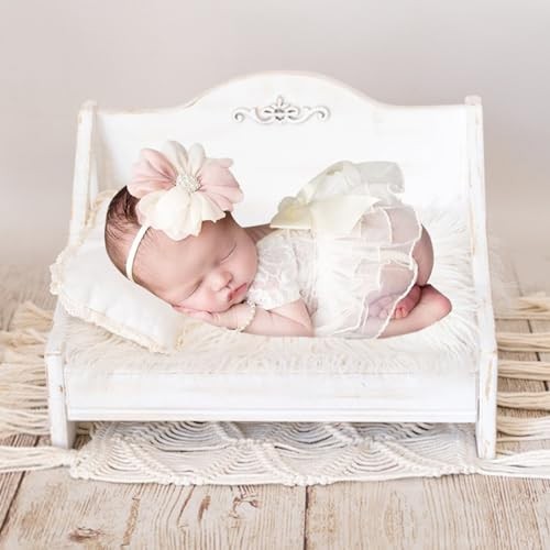 Lace Newborn Girls Photography Prop Baby Girl Tutu Dress with Flower Headband