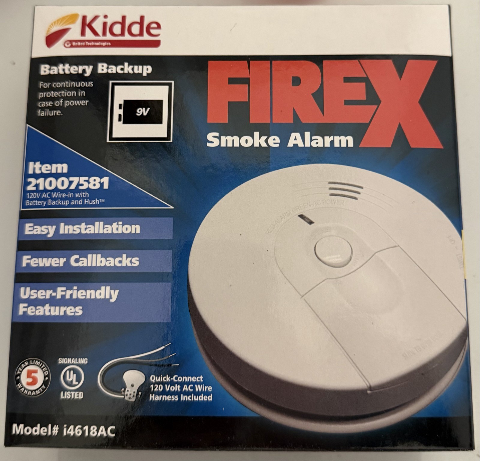 Kidde FireX i4618 - Hardwired Smoke Alarm