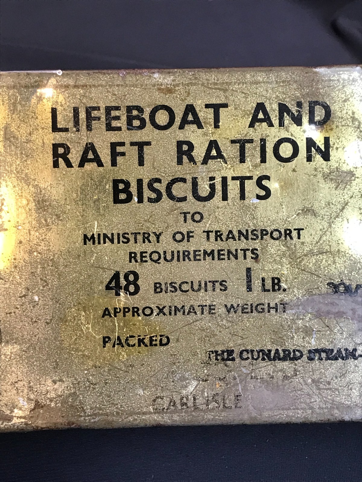 Vintage QUEEN MARY LIFEBOAT & RAFT RATION BISCUITS Sealed Tin