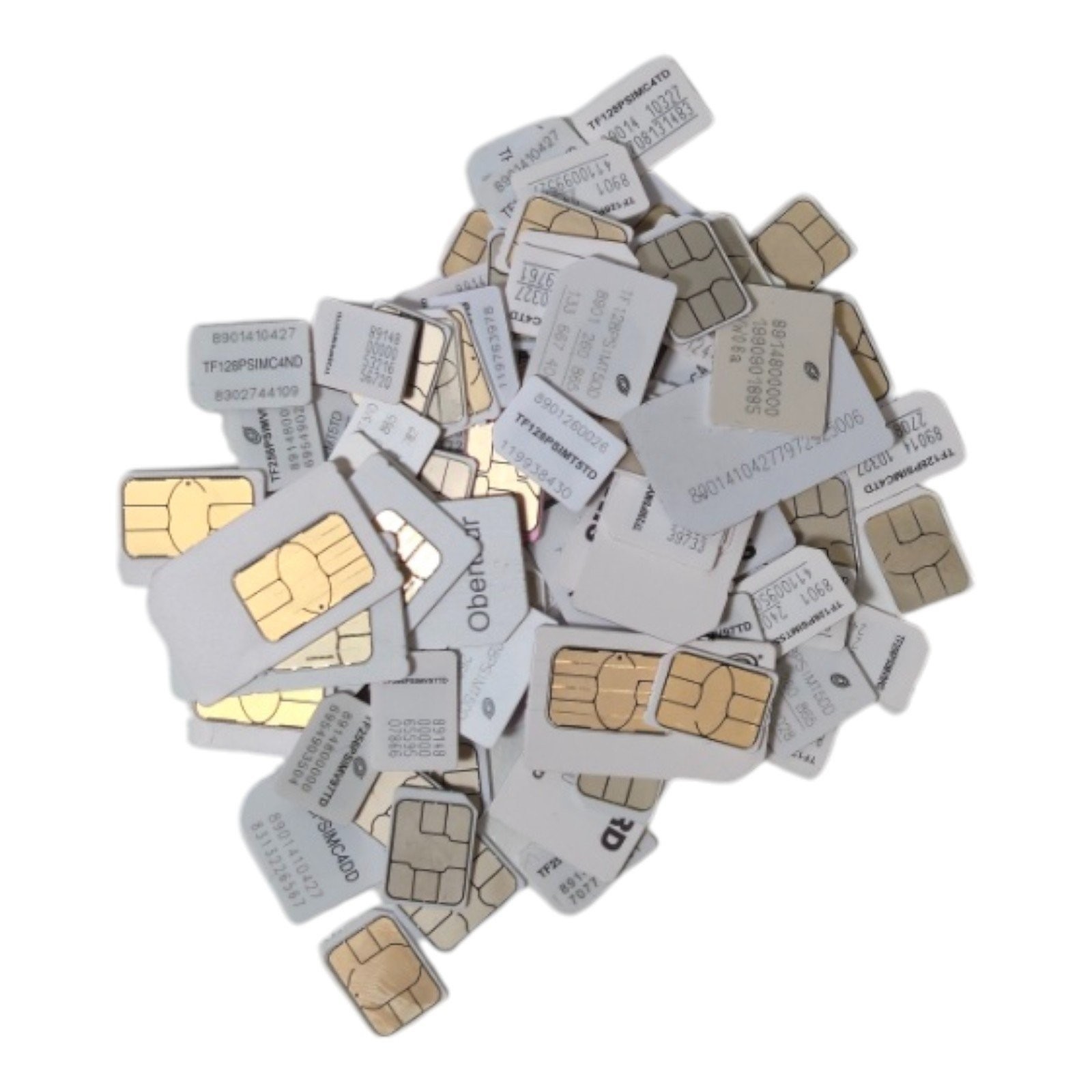 Lot of 100 Scrap SIM Cards For Gold Recovery - AT&T, TracFone, Verizon & More