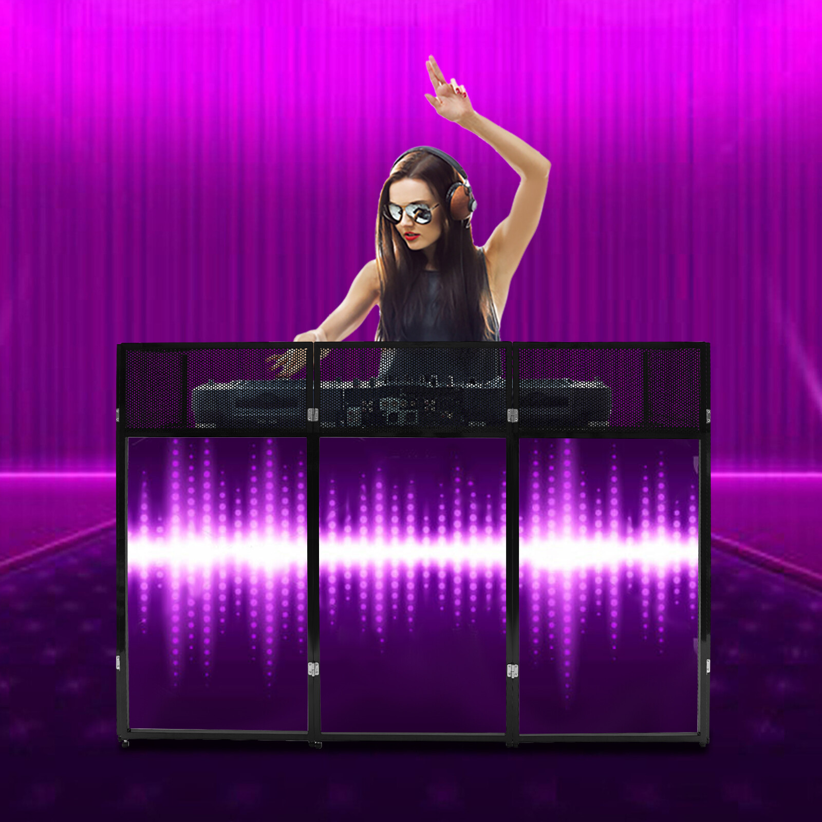 Modern DJ Booth Table Foldable DJ Stand Black DJ Booth Stand With Carrying Bag