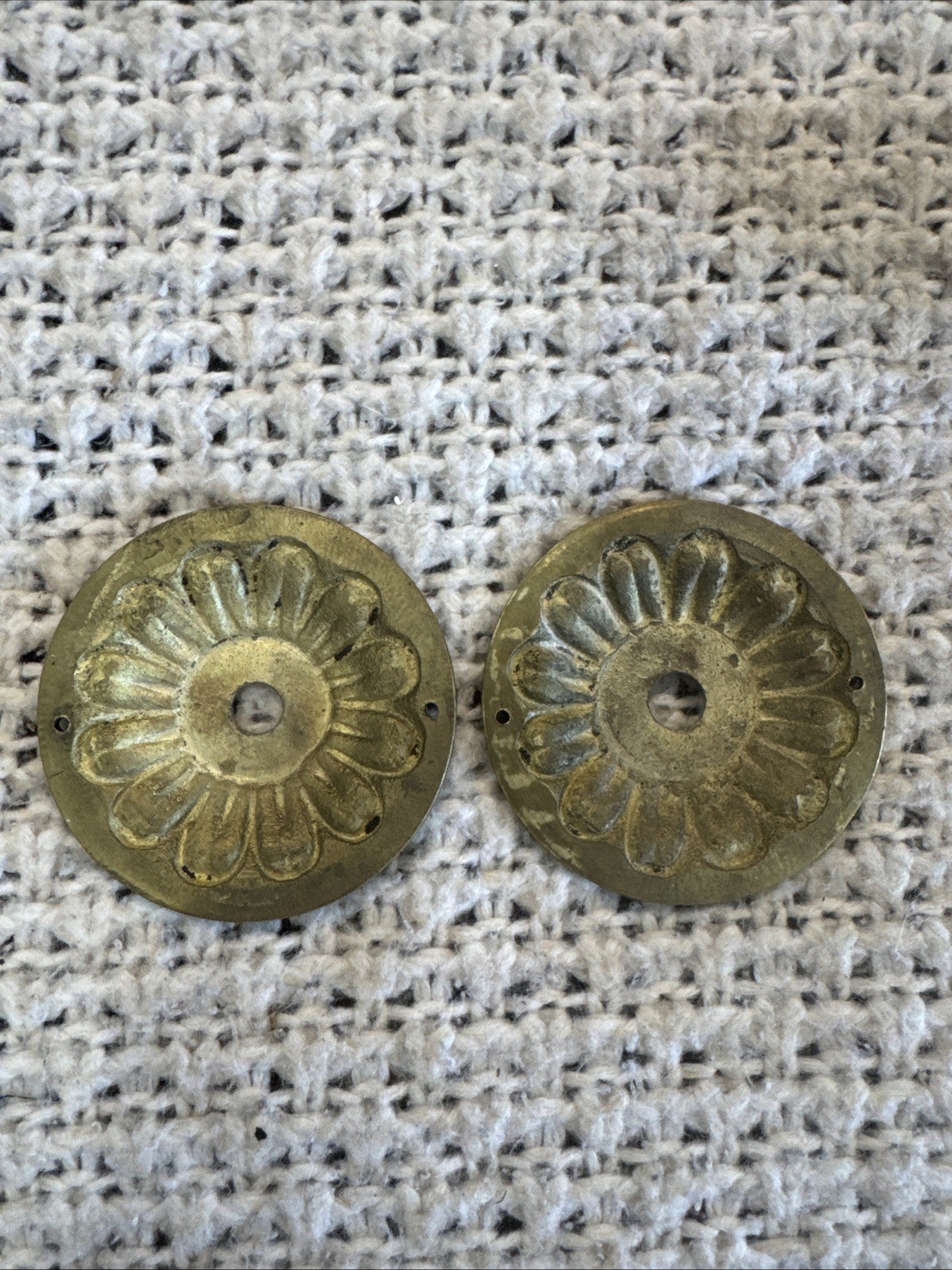 Vintage Ornate Solid Brass Door Knob, Portugal, Mid-Century, Floral Rosette