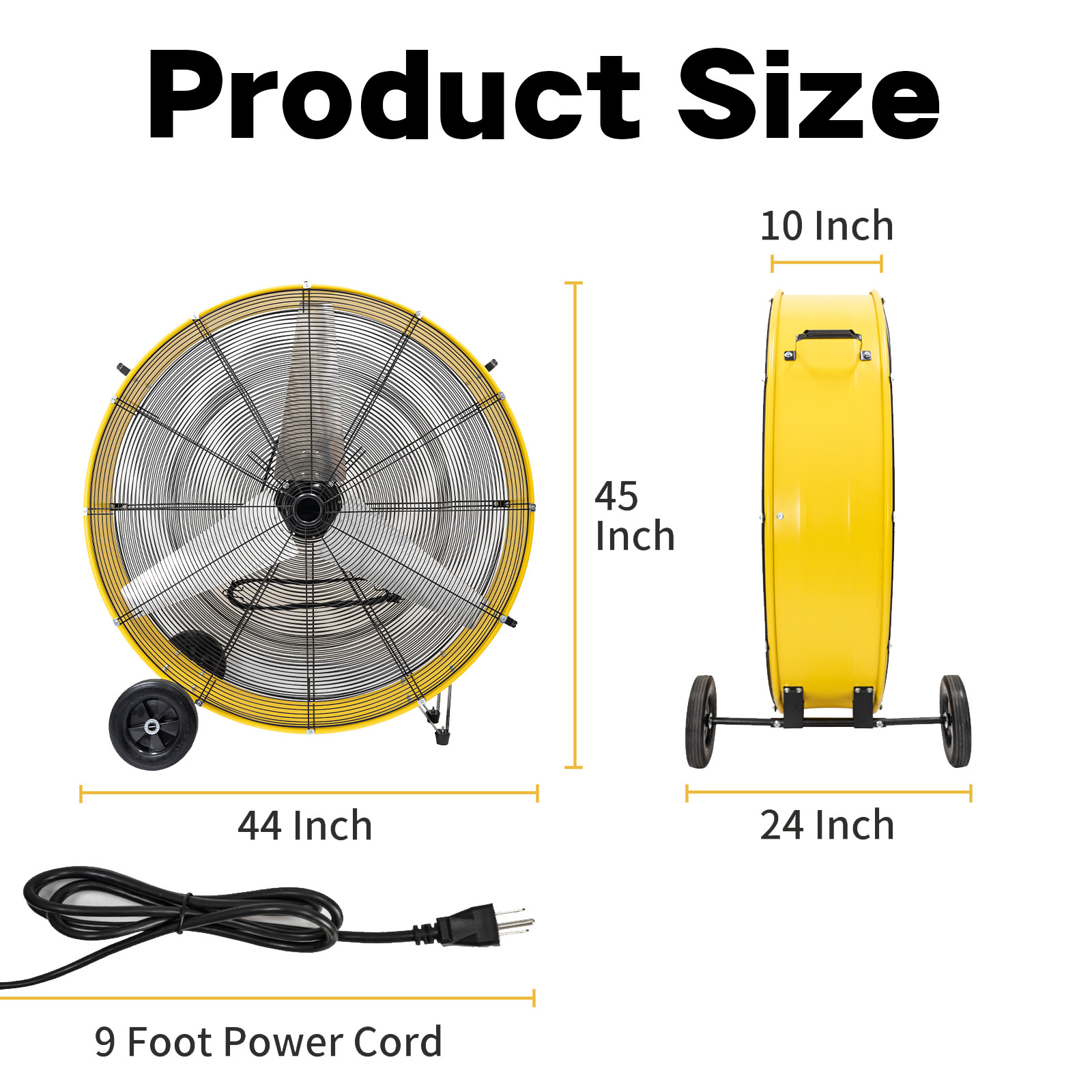 42 IN Portable Drum Fan, MAX 26,700 CFM Shop Fan Heavy Duty, 2-Speed