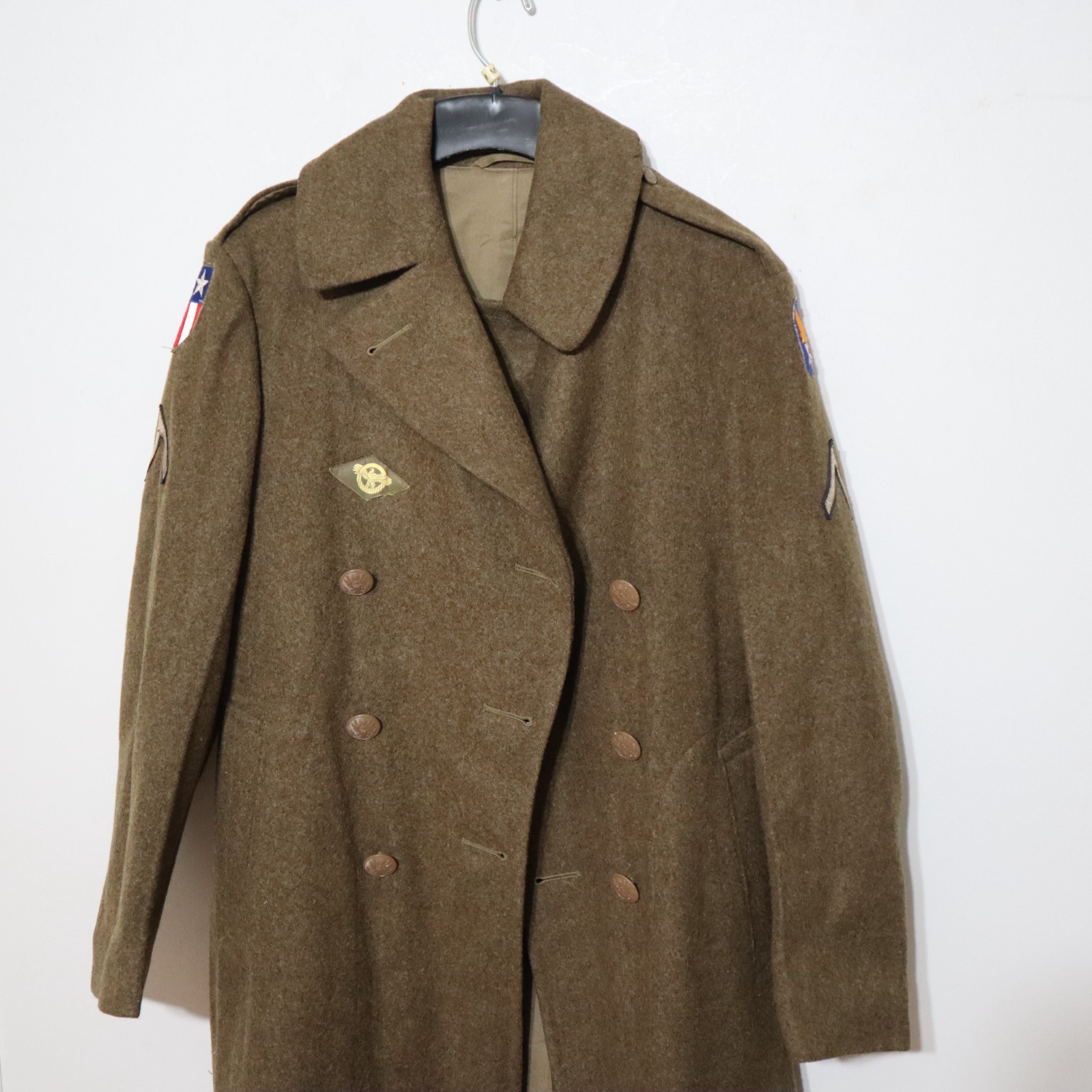 Vintage 1940s WW2 US Military USAAF Army Air Force Wool Overcoat Trench Coat 36
