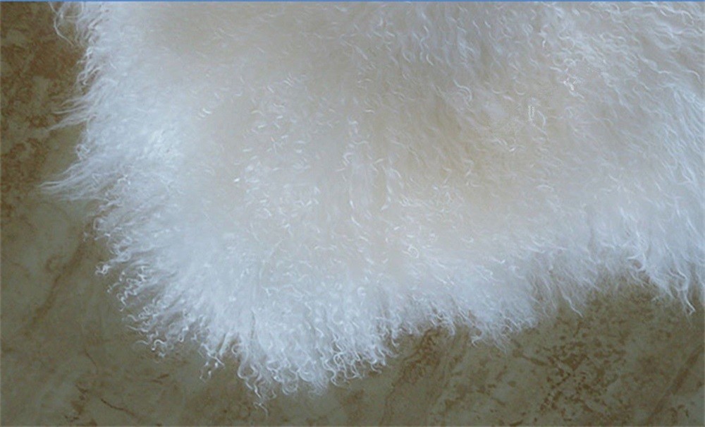 Real Mongolian Fur Throw Tibetan Lambskin Rug Hide Pelt Curl Hair Carpet 2'X3.3'