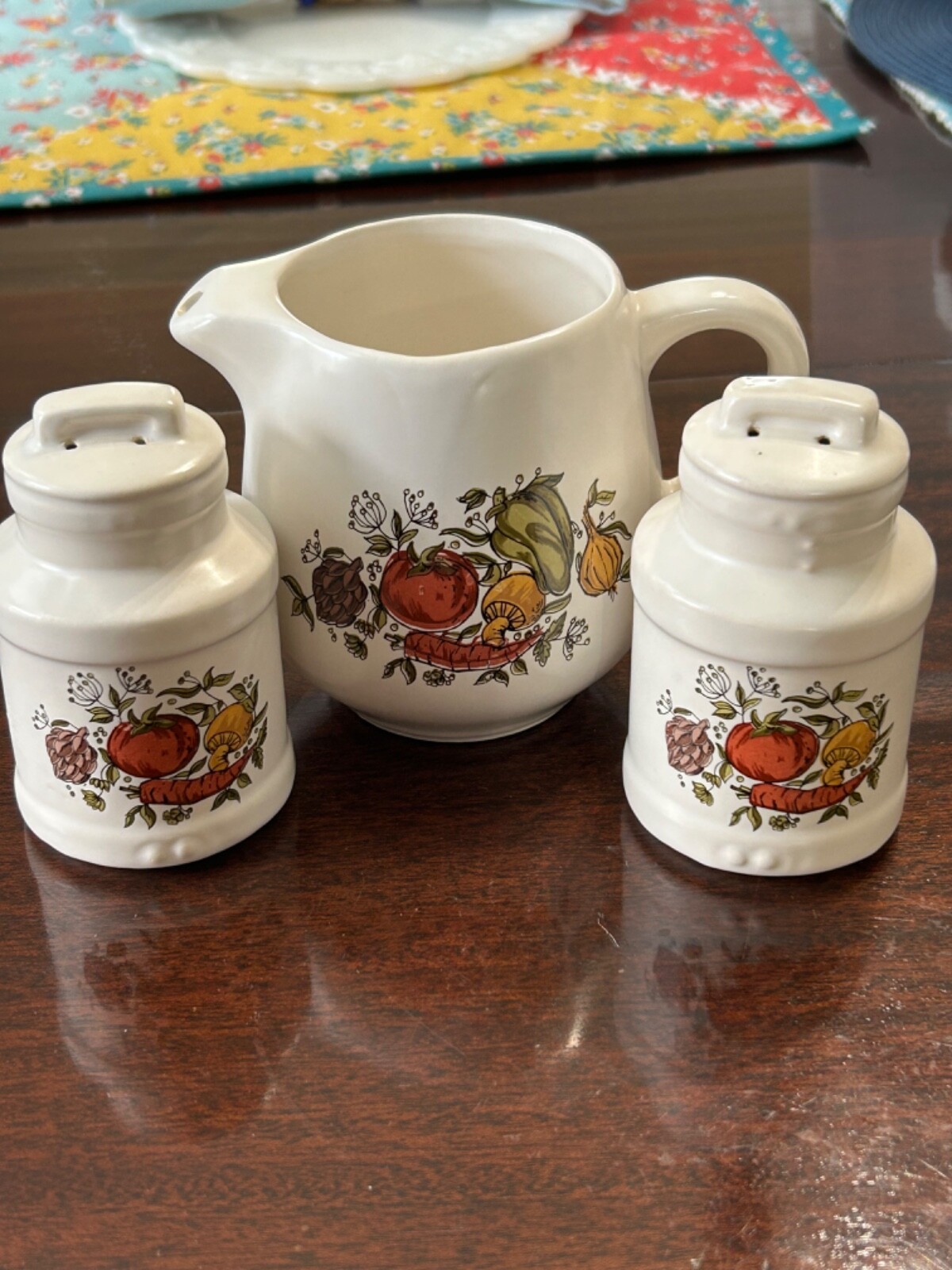Vintage McCoy Spice Delight Creamer w/Handle and Salt & Pepper Shakers w/Stopper