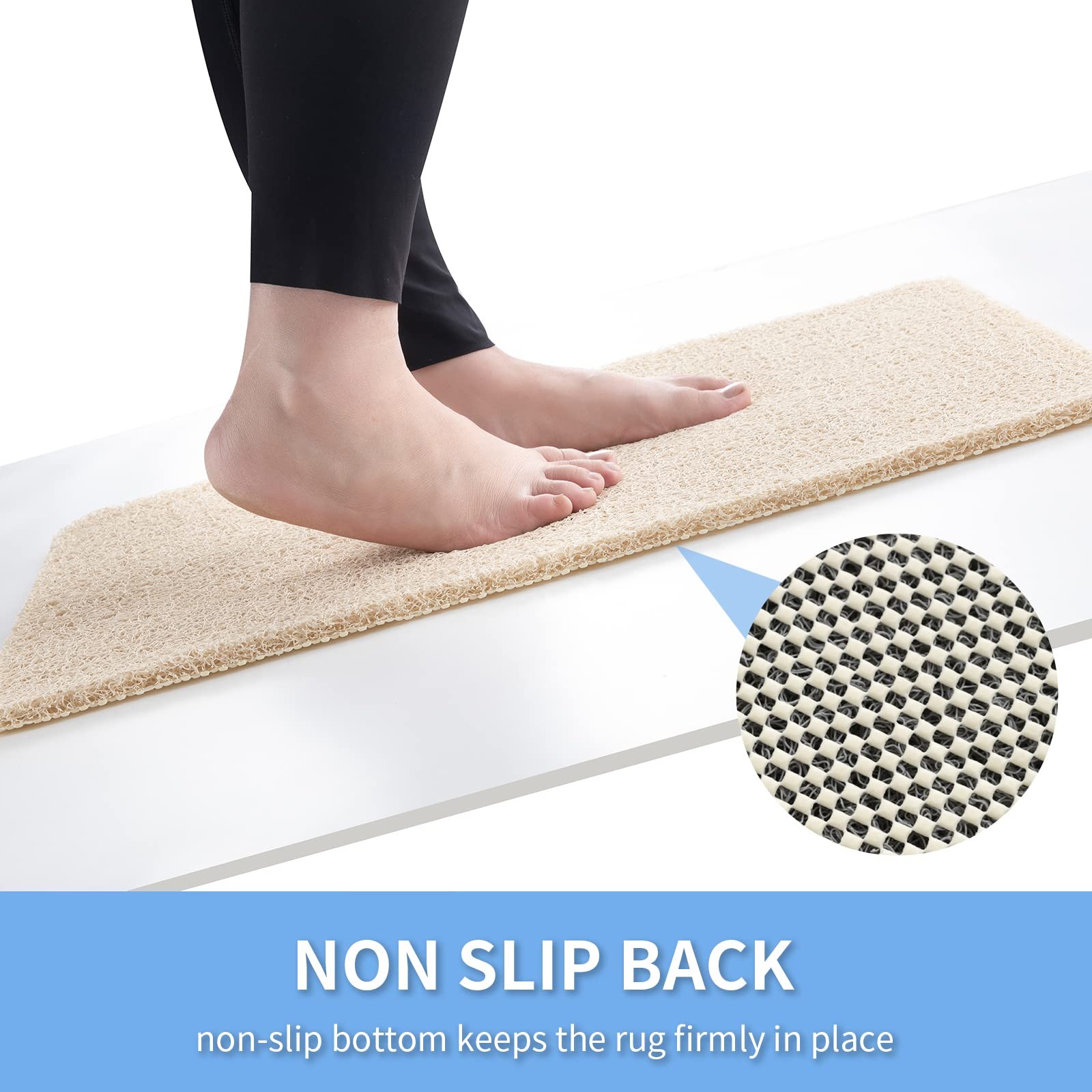 Hargiis Non Slip Bathtub Mat, Foot Scrubber 24" x 16" (Rectangular), Beige