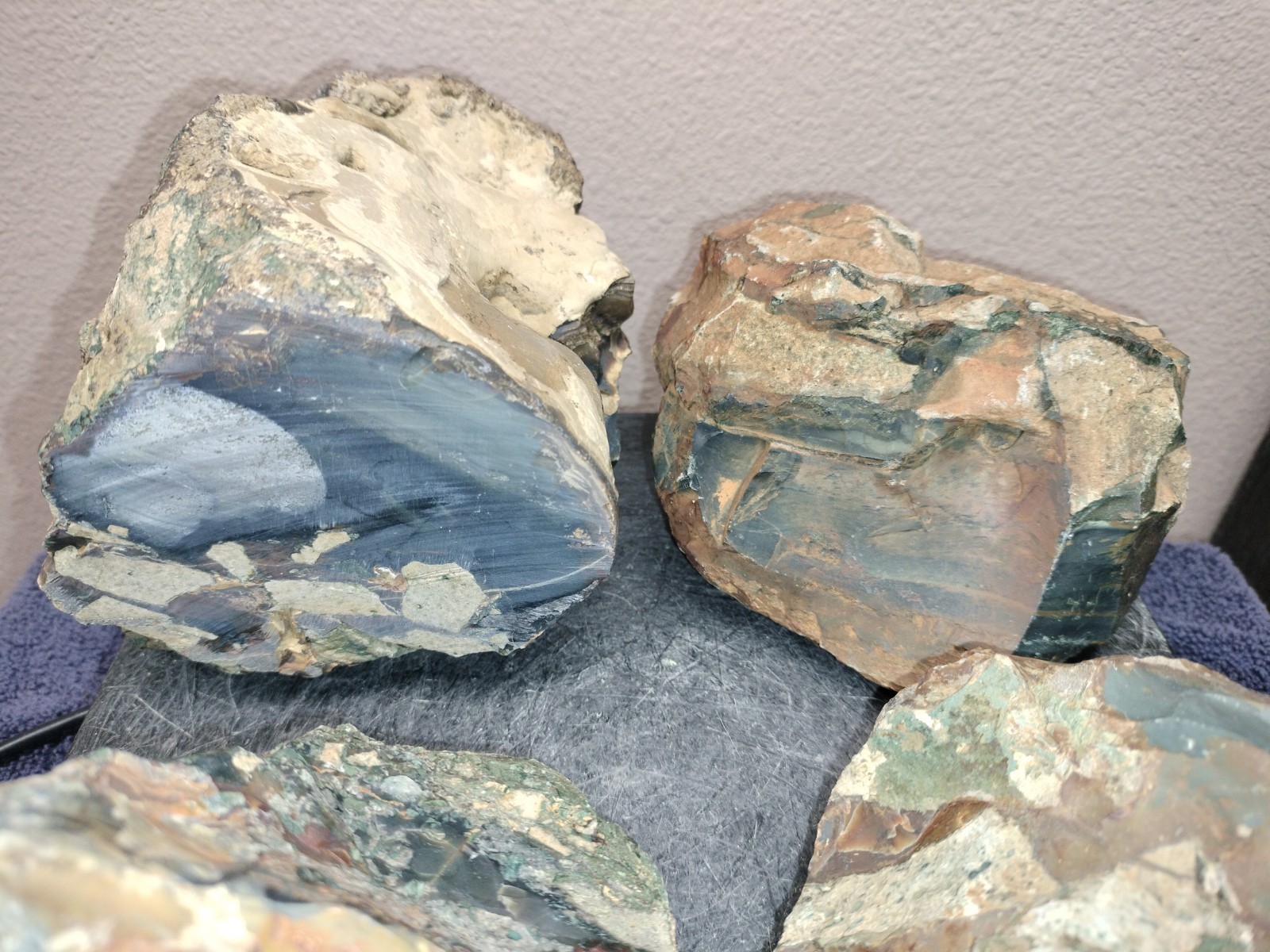 12LB ORBS Blue Mountain Picture of Jasper Rough 4pc Lot #21