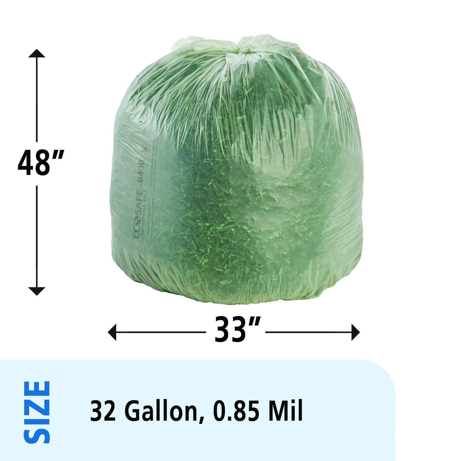 Stout by Envision Ecosafe-6400 Bags, 32 Gal, 0.85 Mil, 33" X 48", Green, 50/box