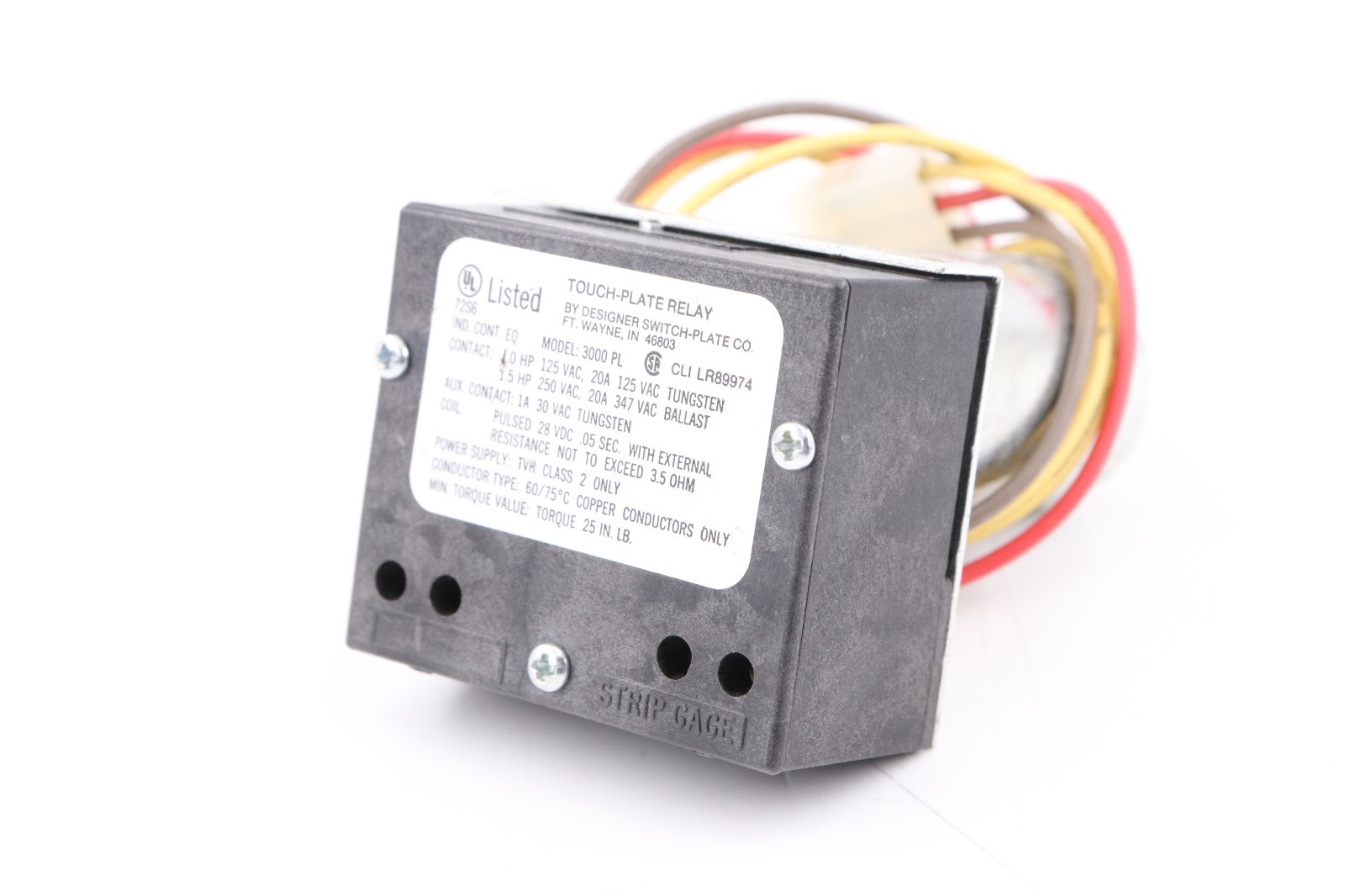 TOUCH-PLATE RELAY 3000PL 1.5HP 250V 20A 347V BALLAST, POWER SUPPLY: TVR CLASS 2