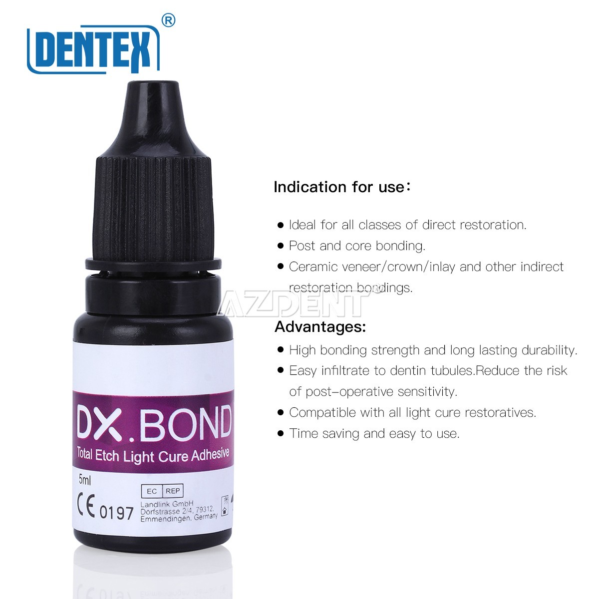 2X DENTEX Dental Light Cure Dentin Enamel Bonding Resin Adhesive ONE STEP 5 ML