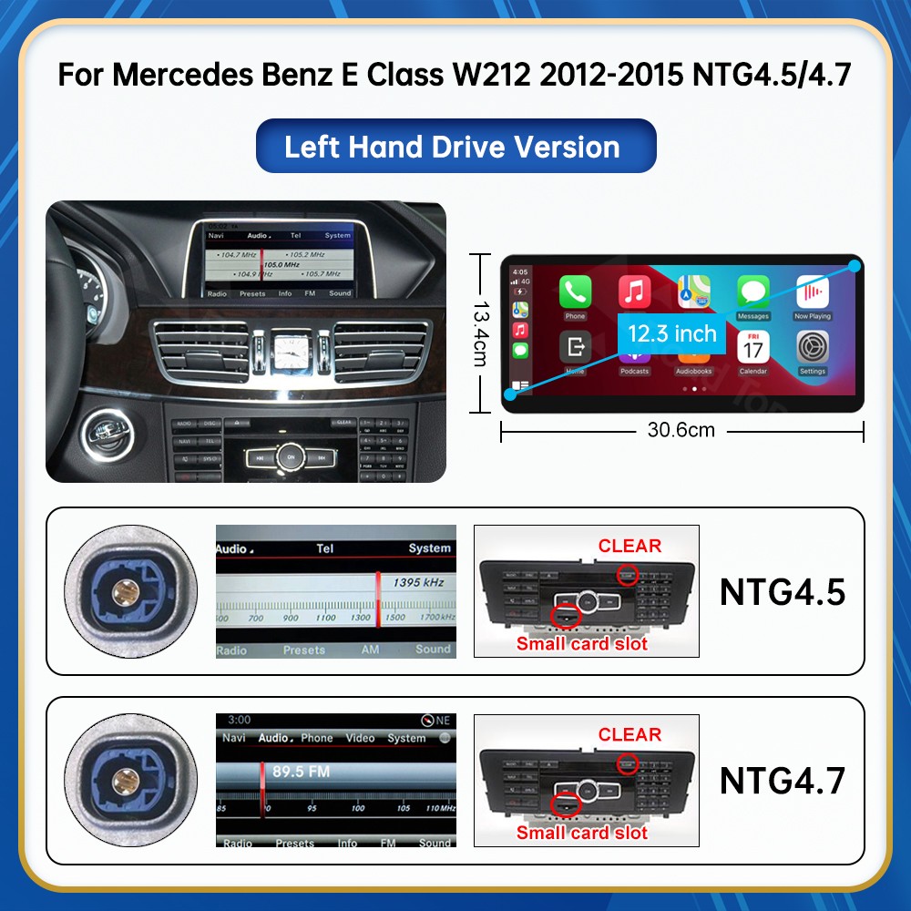 12.3"Android Auto Carplay Screen for Mercedes Benz E Class W212 2012-2015 NTG4.5
