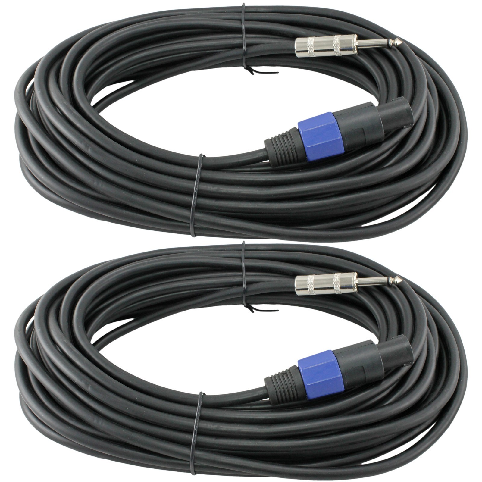 2 Speakon Compatible to 1/4 plug 50ft foot PA DJ pro audio sound speaker cables