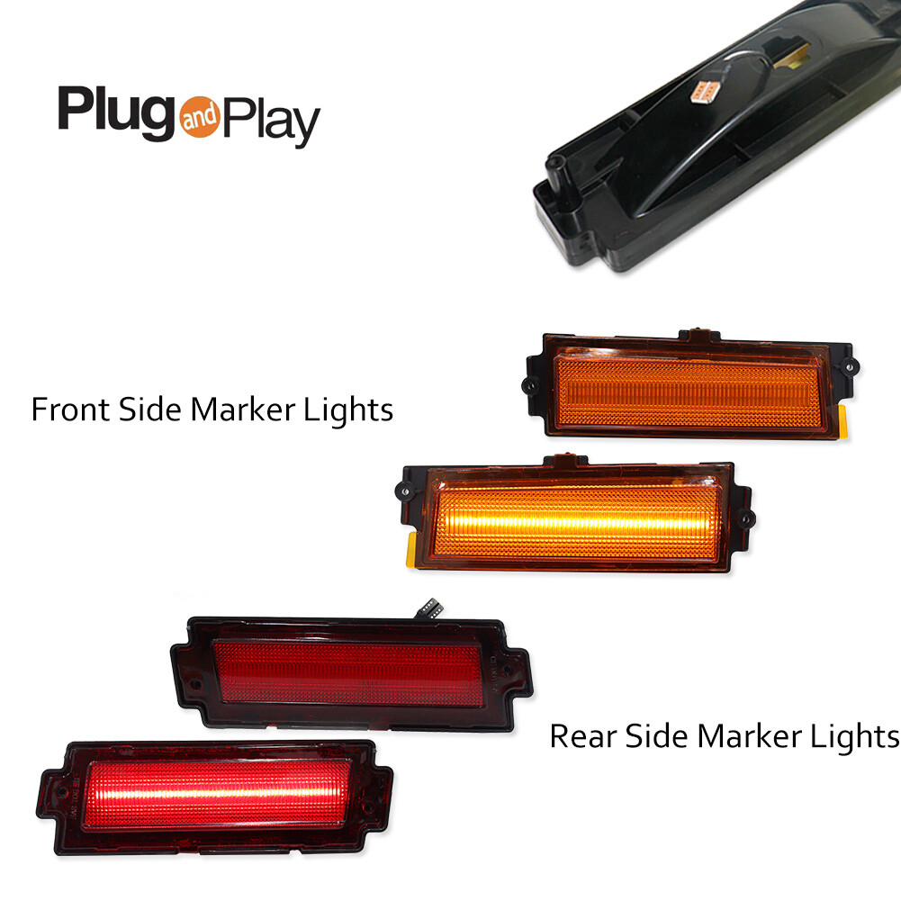 For 1981-1988 Chevy Monte Carlo SS Amber LED Front & Red Rear Side Marker Lights