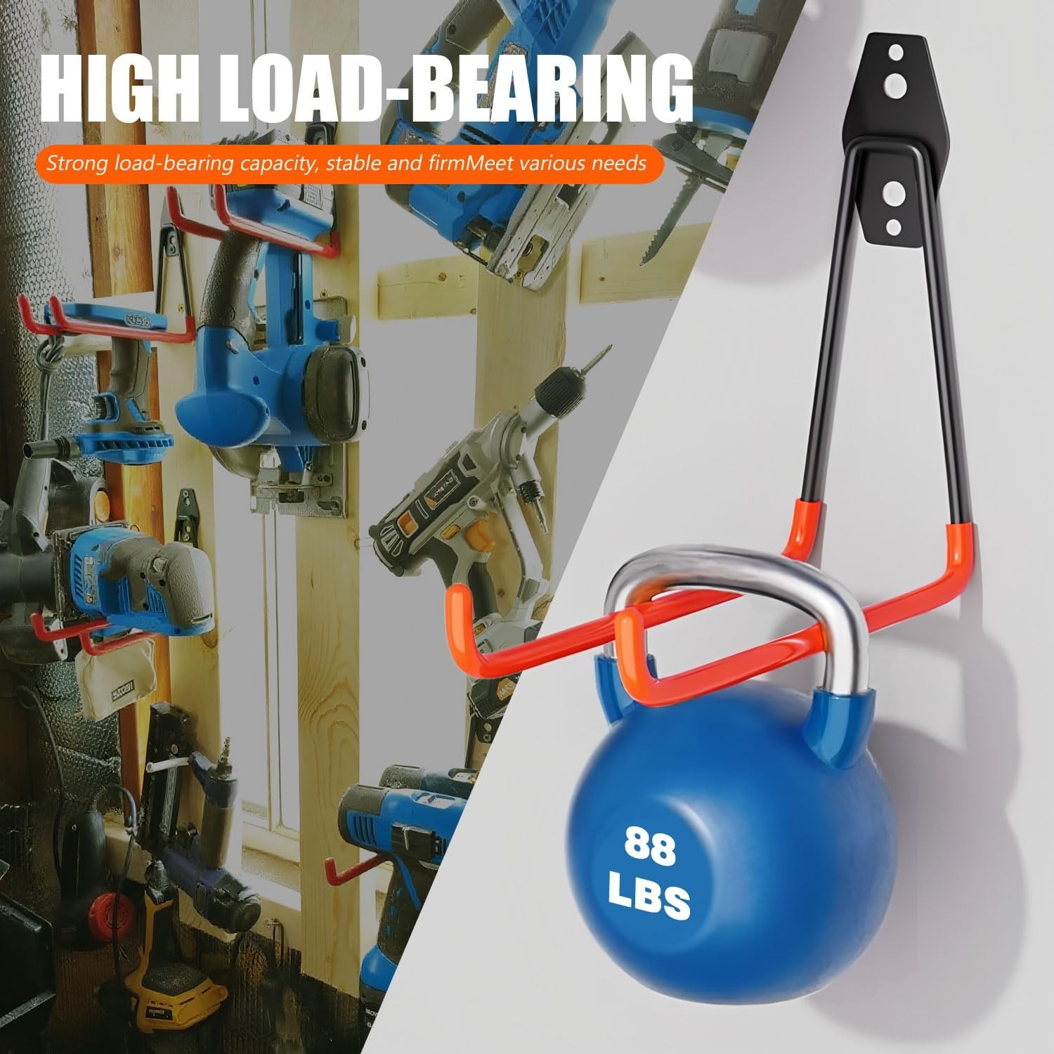 Heavy Duty Garage Storage Hooks,2 Pack Utility Steel Garage Tool Organizer Wa...