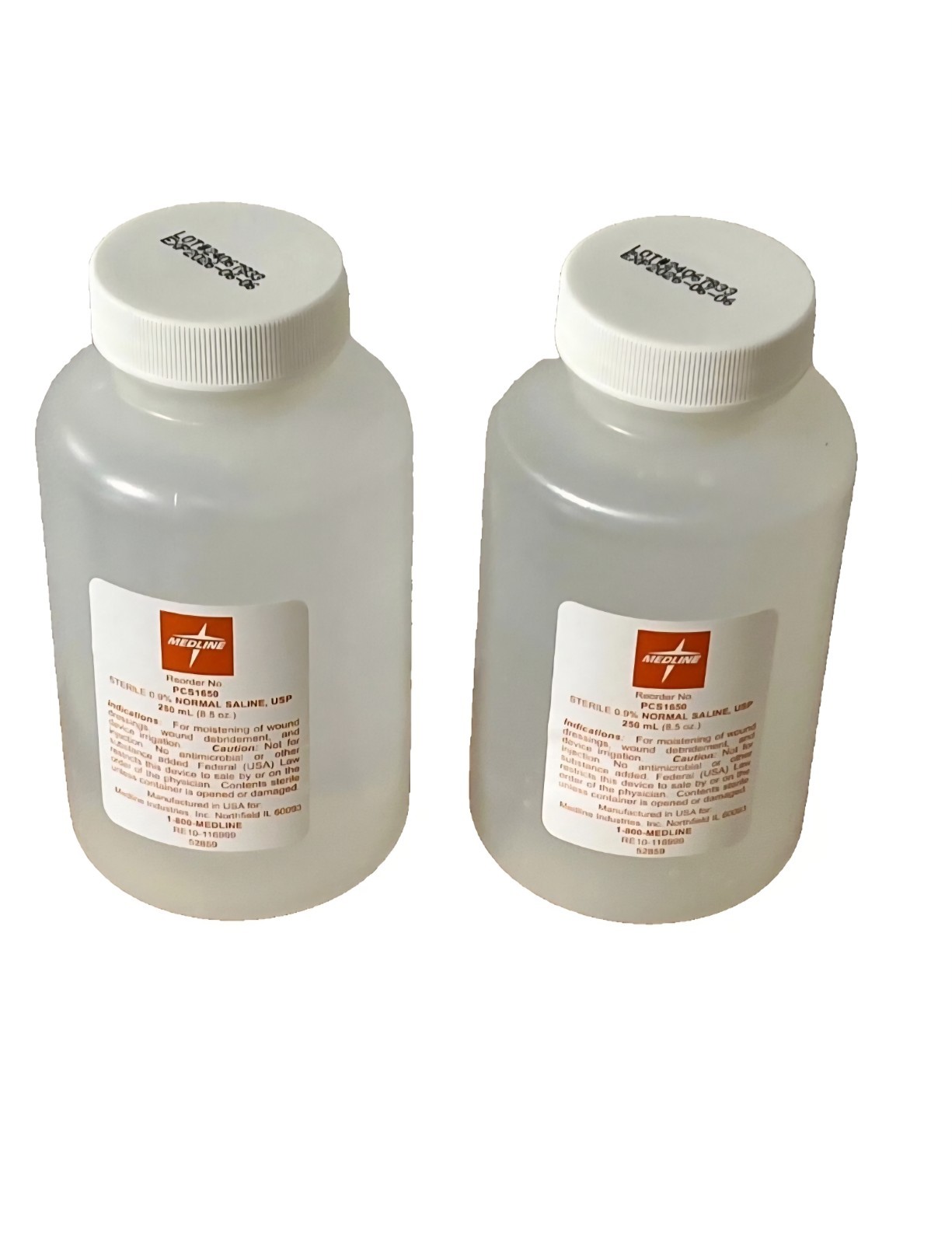 (2- Pack) Medline Sterile 0.9% Normal Saline USP 250 mL 8.5 oz Sealed 06/26 NEW